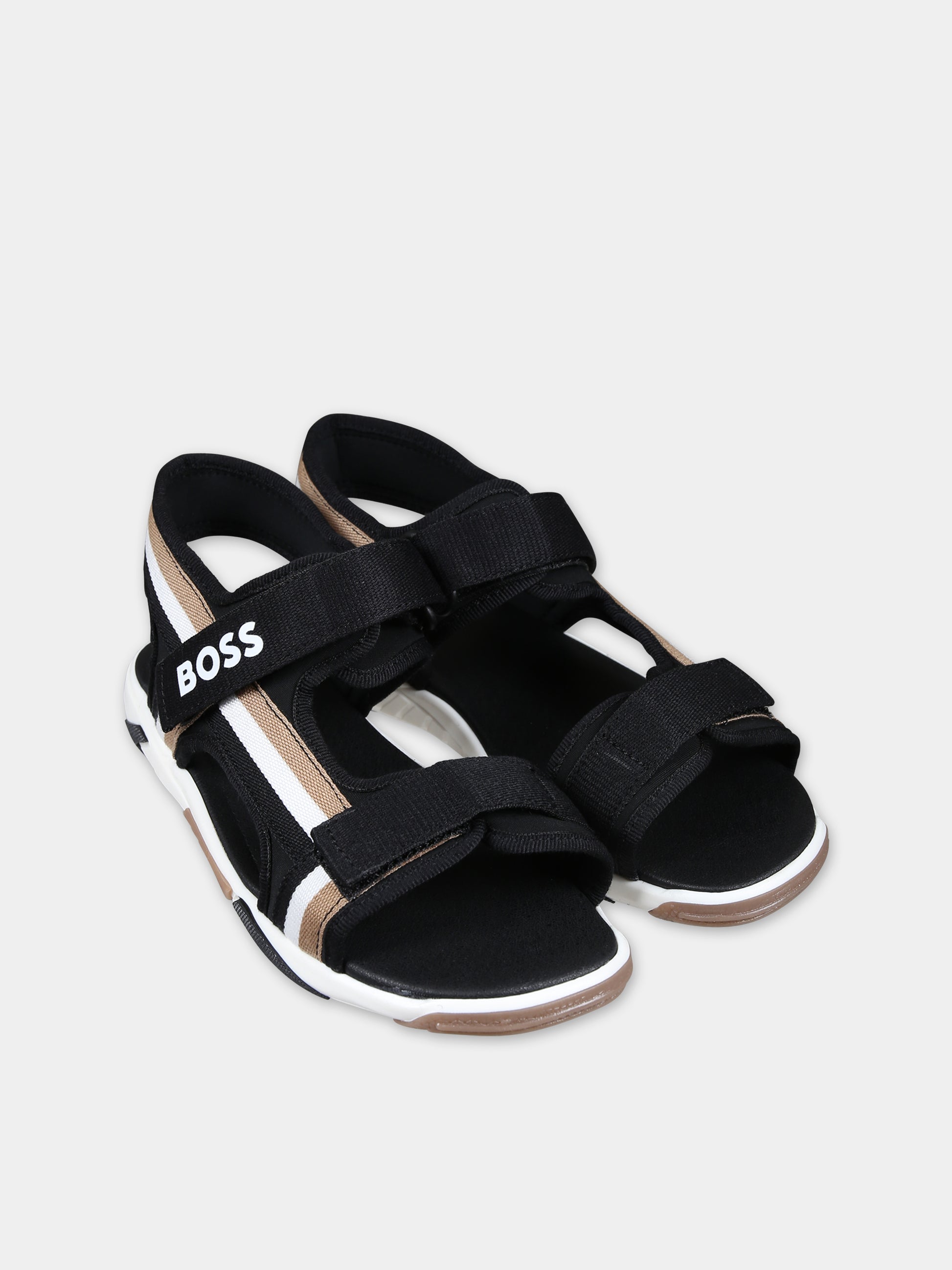 Sandali neri per bambino con logo,Boss,J50877 09B