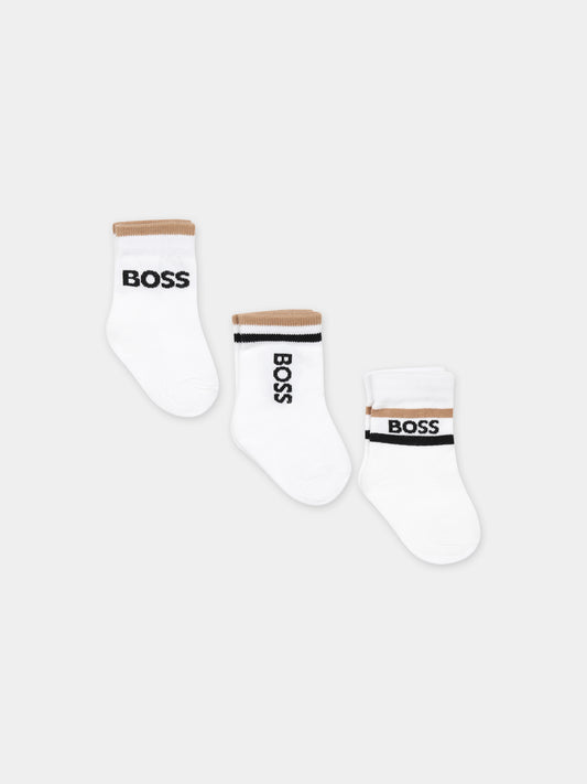 Set calzini bianchi per neonato con logo,Boss,J50982 10P