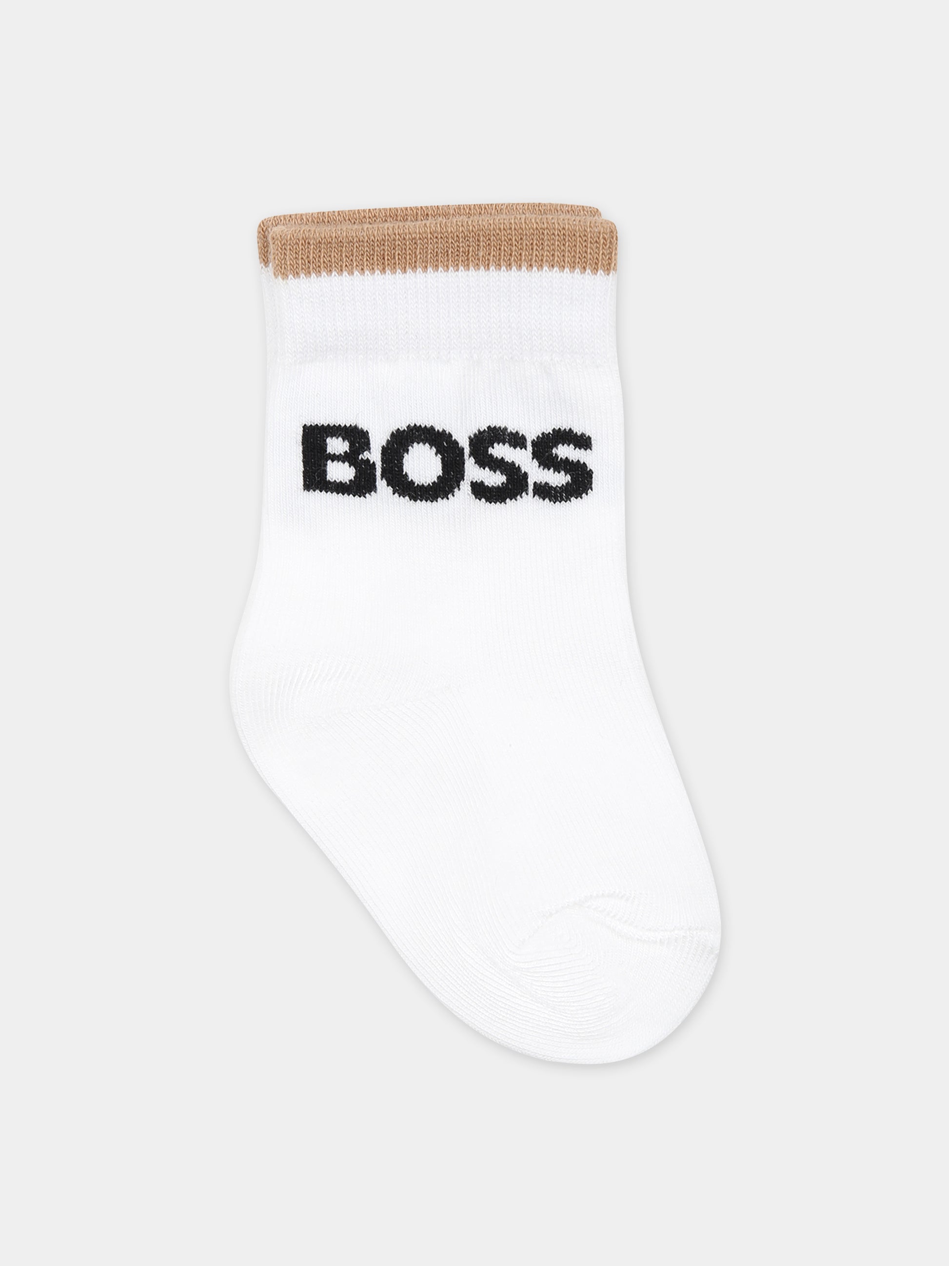Set calzini bianchi per neonato con logo,Boss,J50982 10P