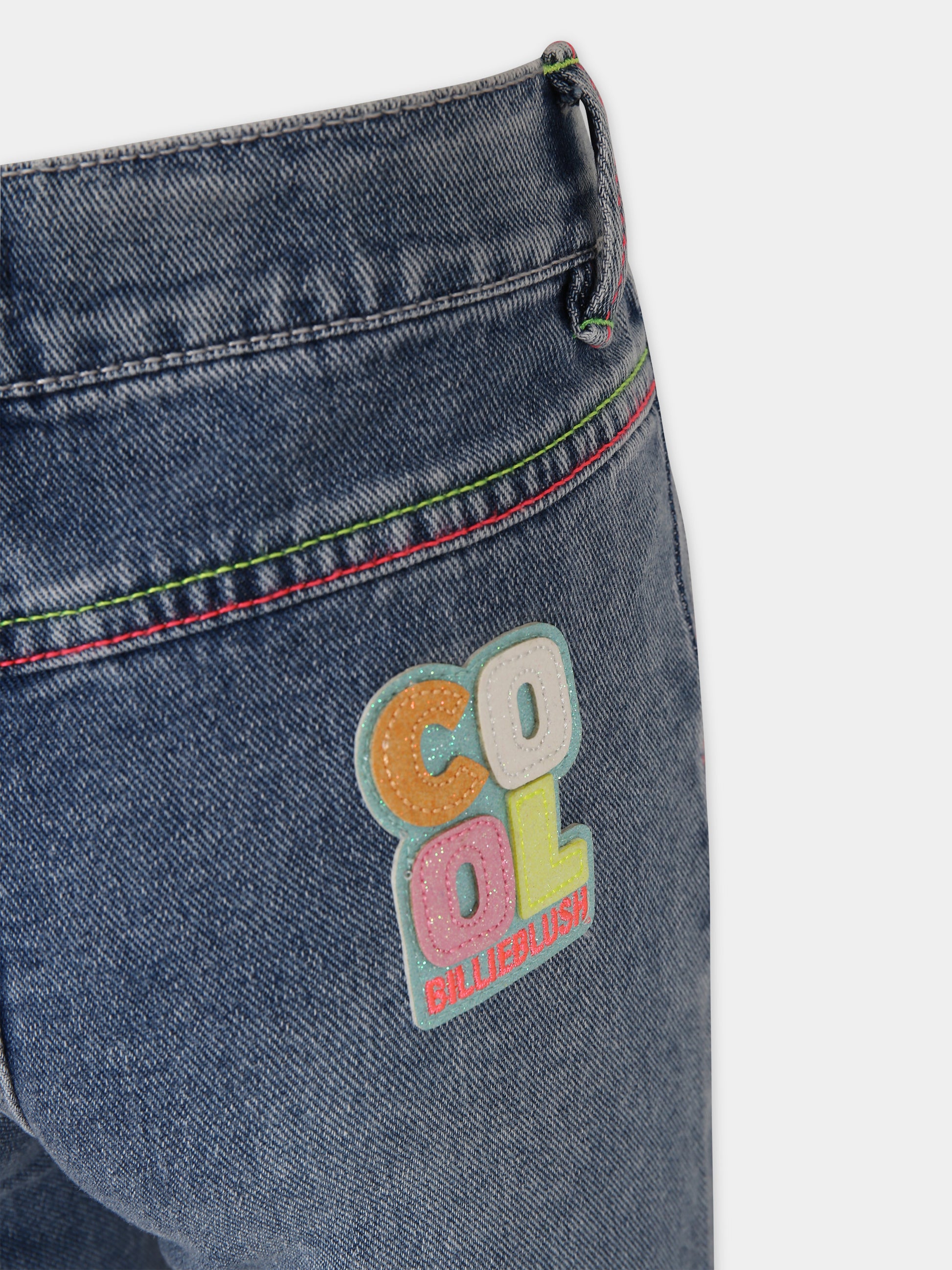 Jeans denim per bambina con logo,Billieblush,U20133 Z13