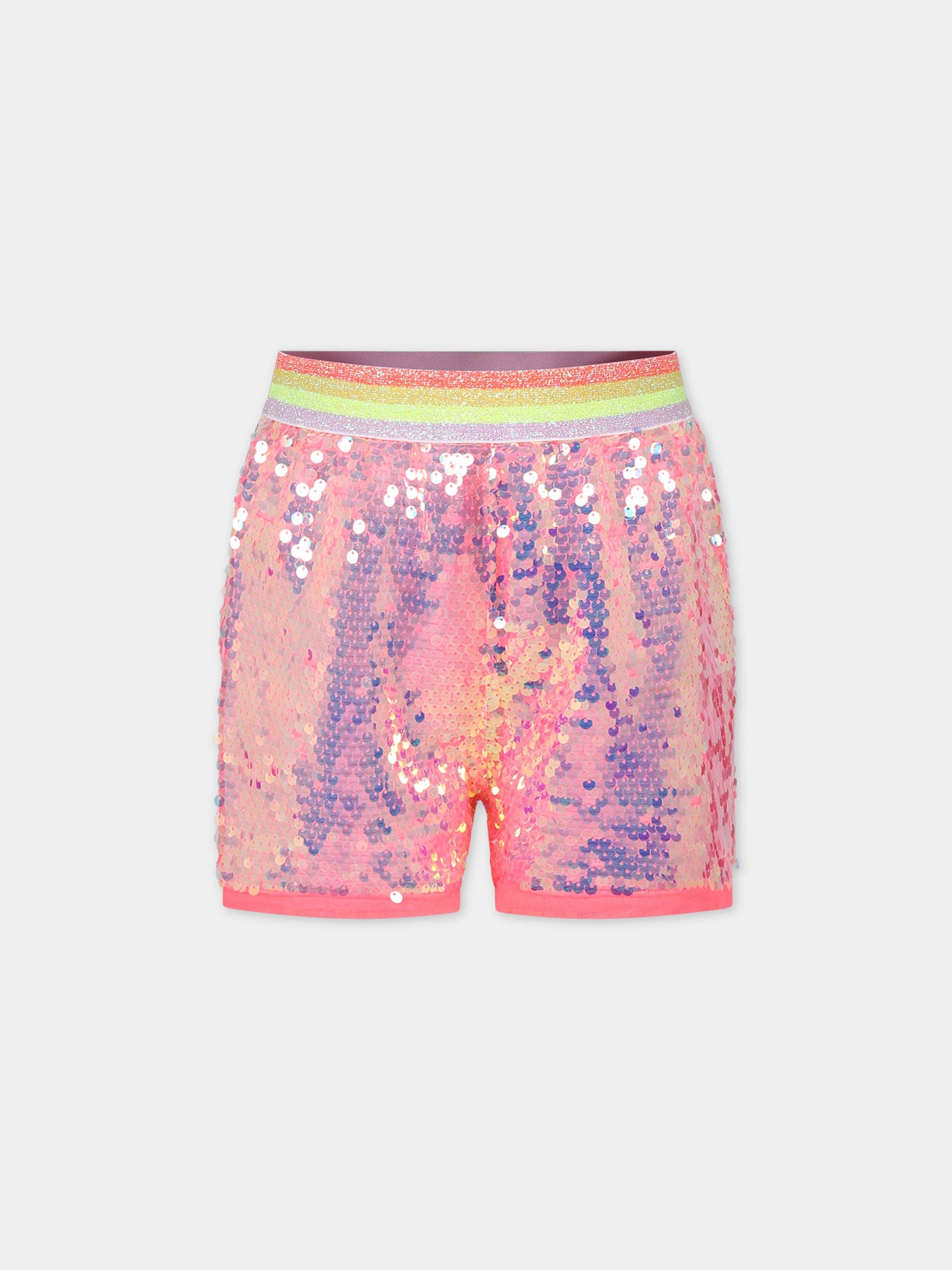 Shorts casual rosa per bambina con paiettes,Billieblush,U20367 499