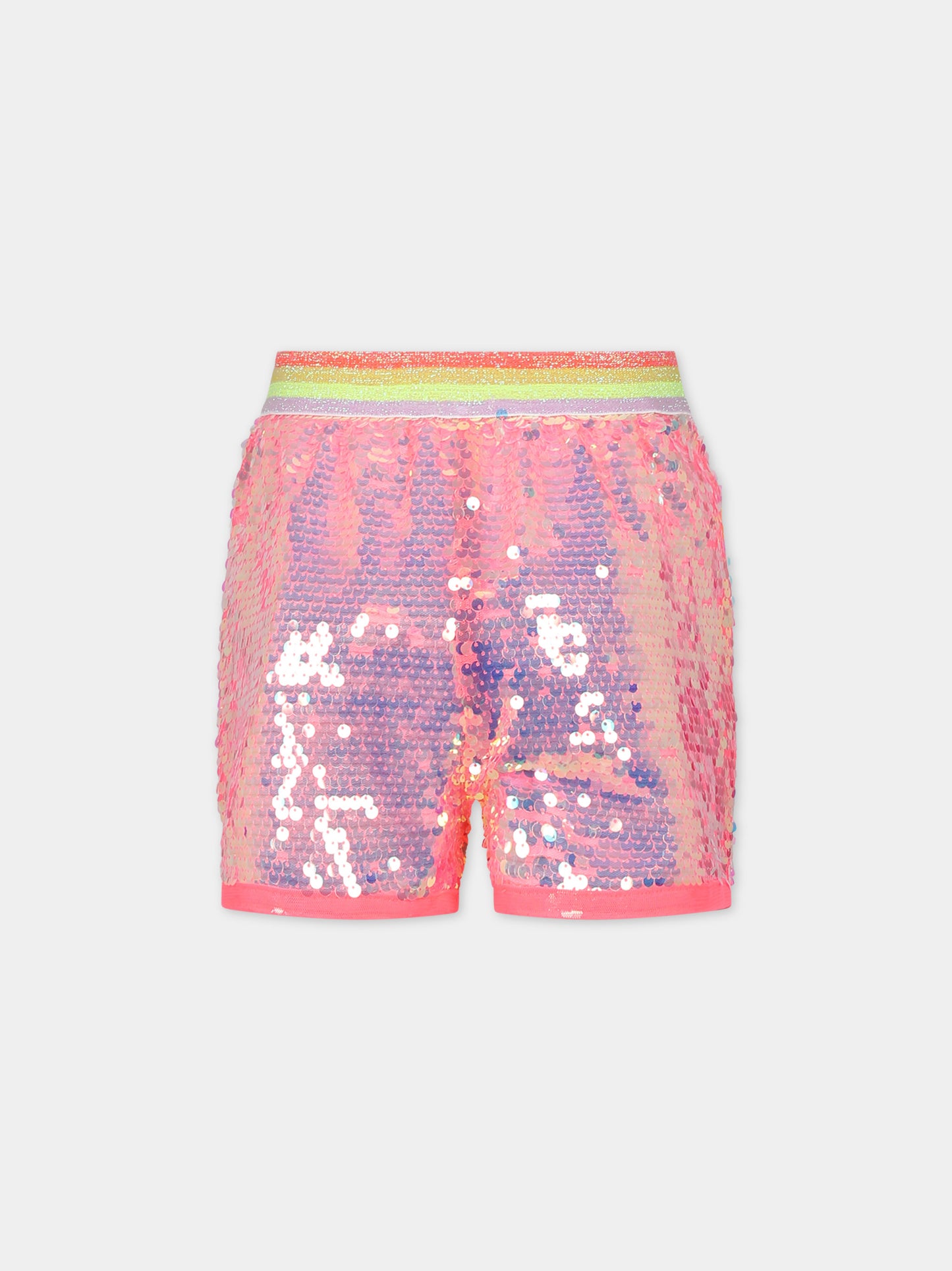 Shorts casual rosa per bambina con paiettes,Billieblush,U20367 499