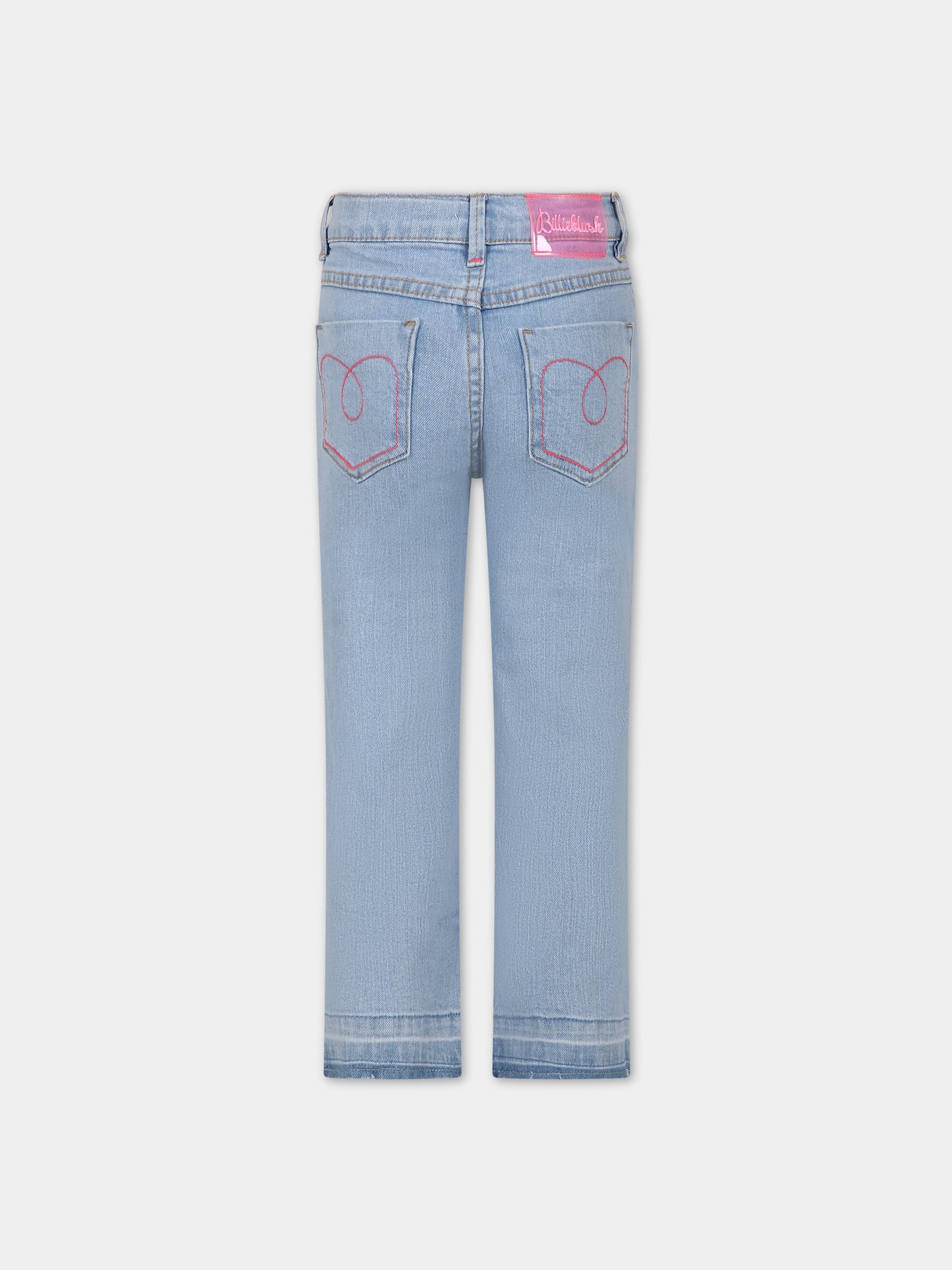 Jeans denim per bambina con patch di paillettes,Billieblush,U20131 Z18