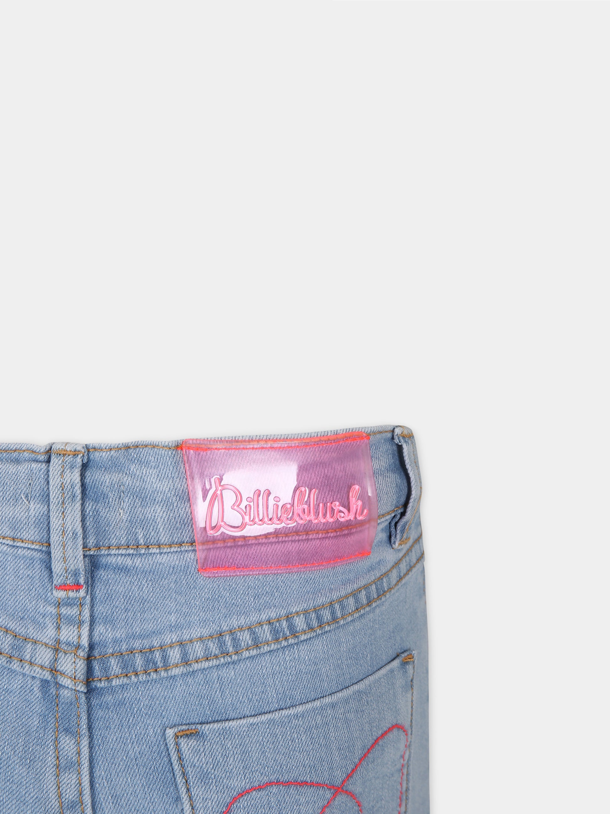 Jeans denim per bambina con patch di paillettes,Billieblush,U20131 Z18