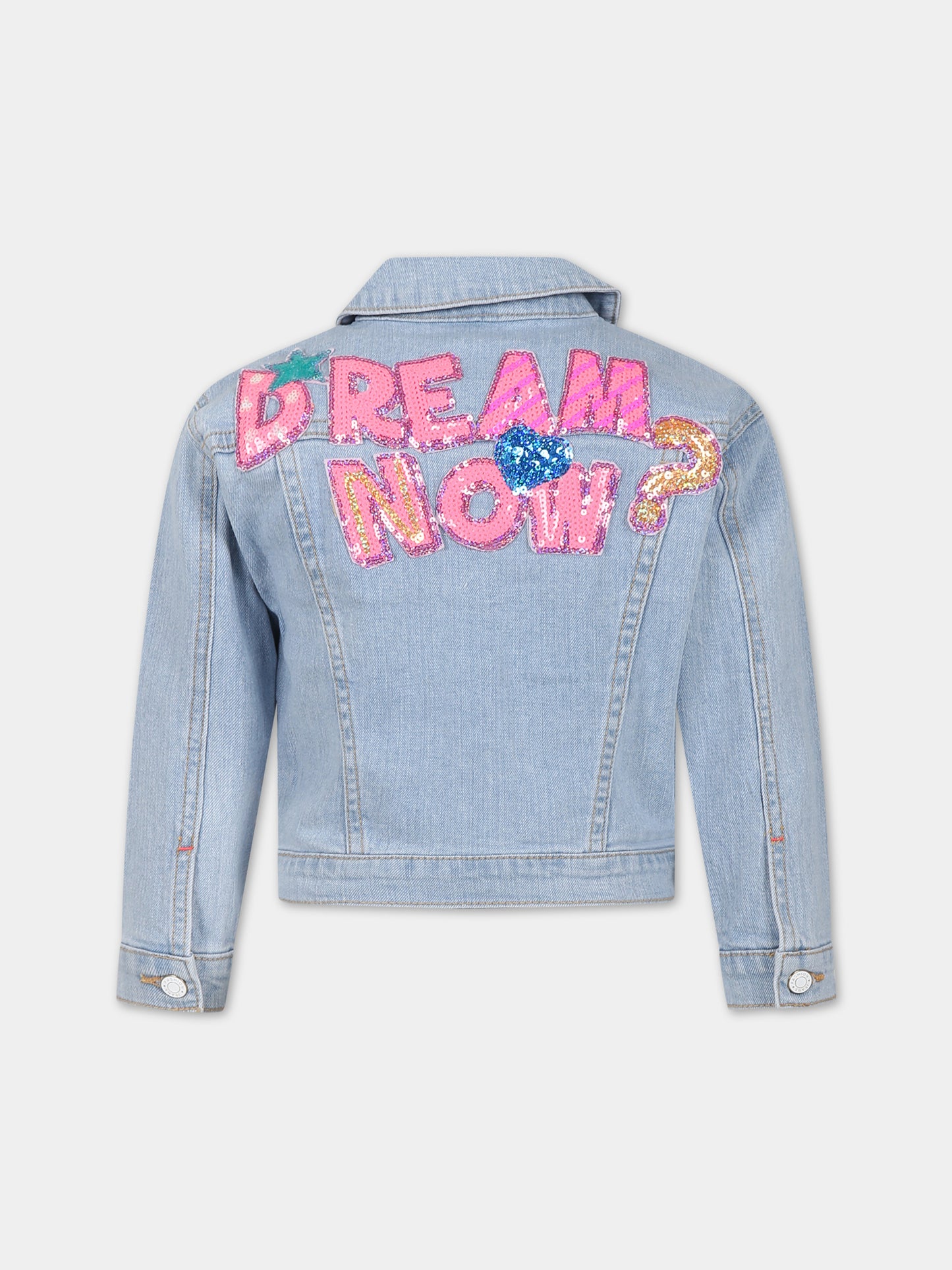 Gonna denim per bambina con patch di paillettes,Billieblush,U20145 Z18