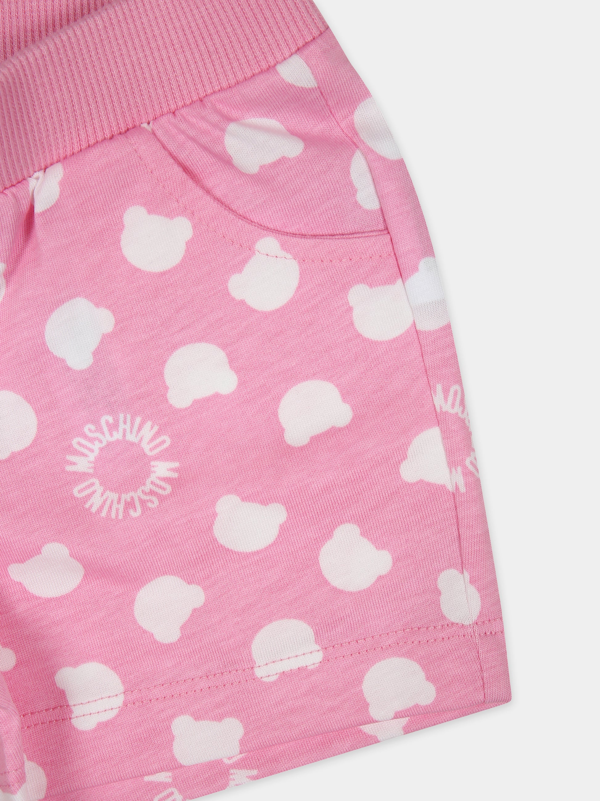 Completo rosa per neonata con logo,Moschino Kids,MRG003 LAB91 83528