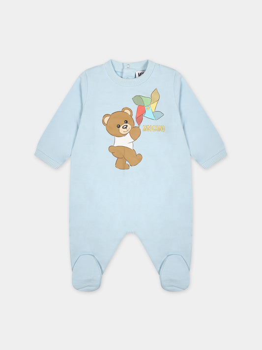 Tutina celeste per neonato con Teddy Bear,Moschino Kids,MUT03V LCA19 40304