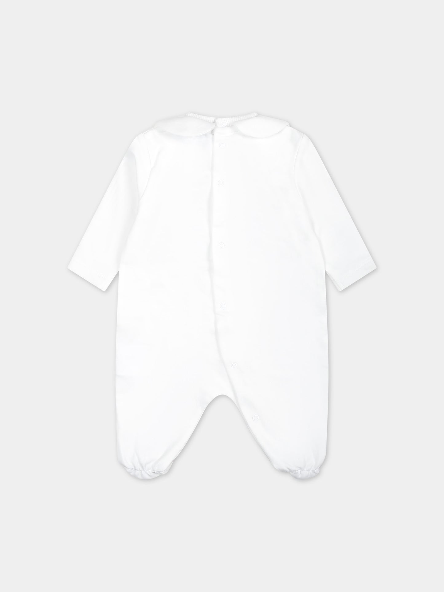 Tutina bianca per neonati con logo e Teddy Bear,Moschino Kids,MUY06M LCA19 10101