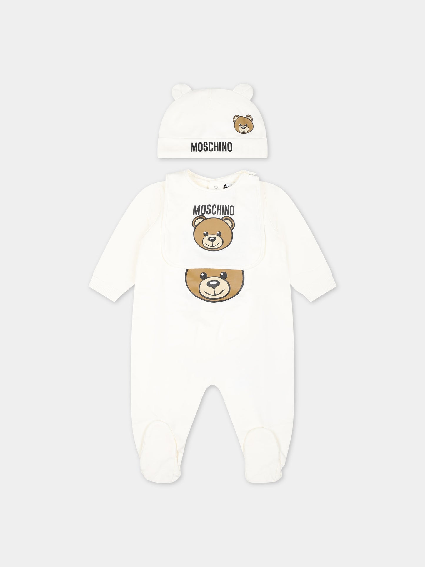 Set bianco per neonati con Teddy Bear,Moschino Kids,MUY067 LCA19 10063