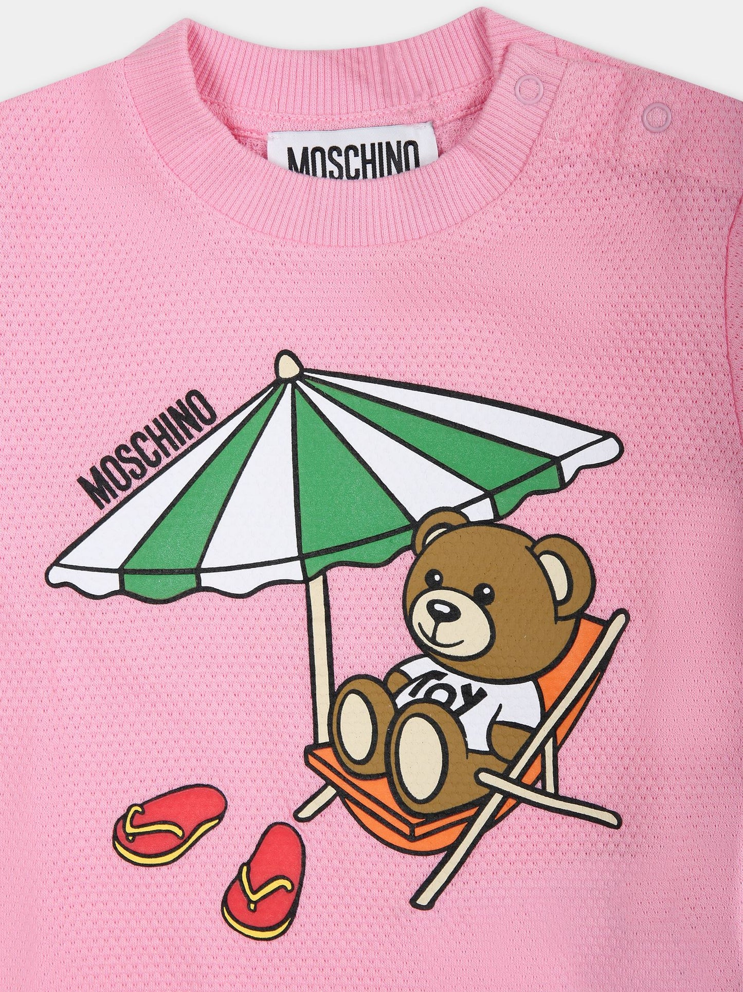 Pagliaccetto rosa per neonata con Teddy Bear,Moschino Kids,MUY061 LIA20 50206