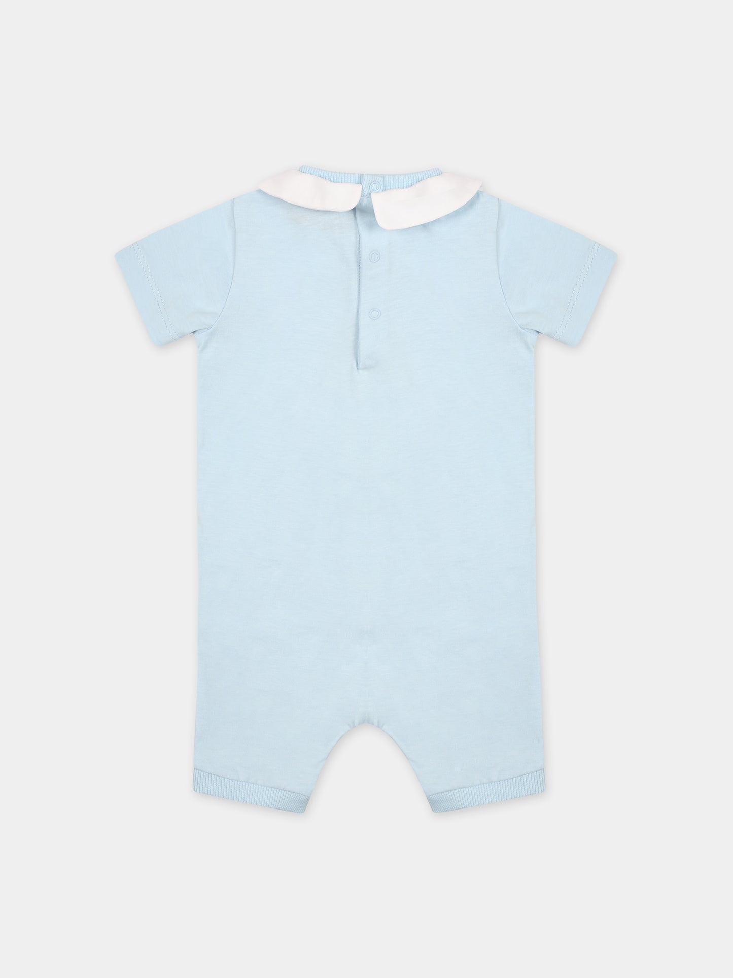 Pagliaccetto celeste per neonato con Teddy Bear e logo,Moschino Kids,MUY06L LAA17 40304