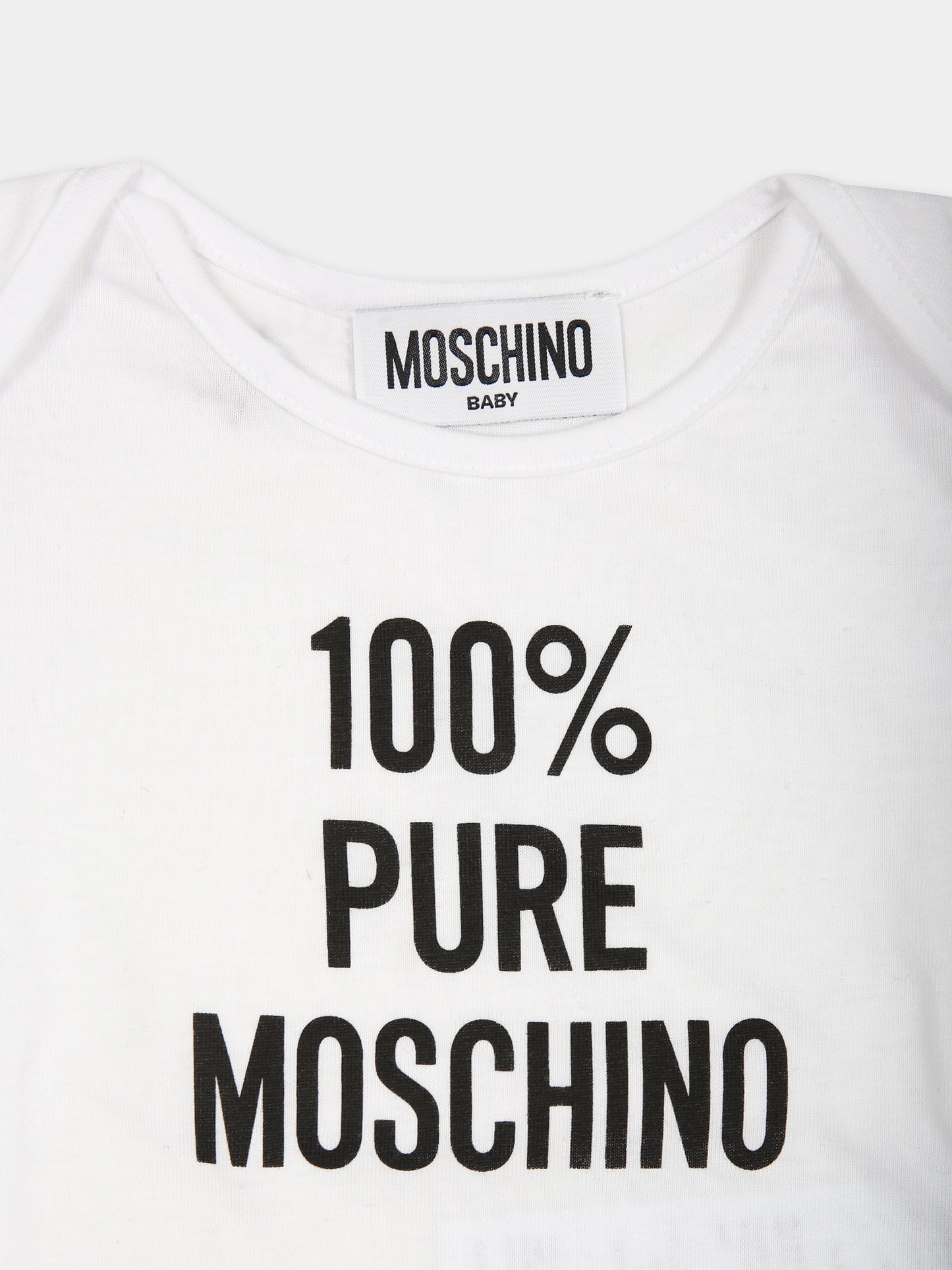 Body bianco per neonati con logo,Moschino Kids,MNY03N LAA01 10101