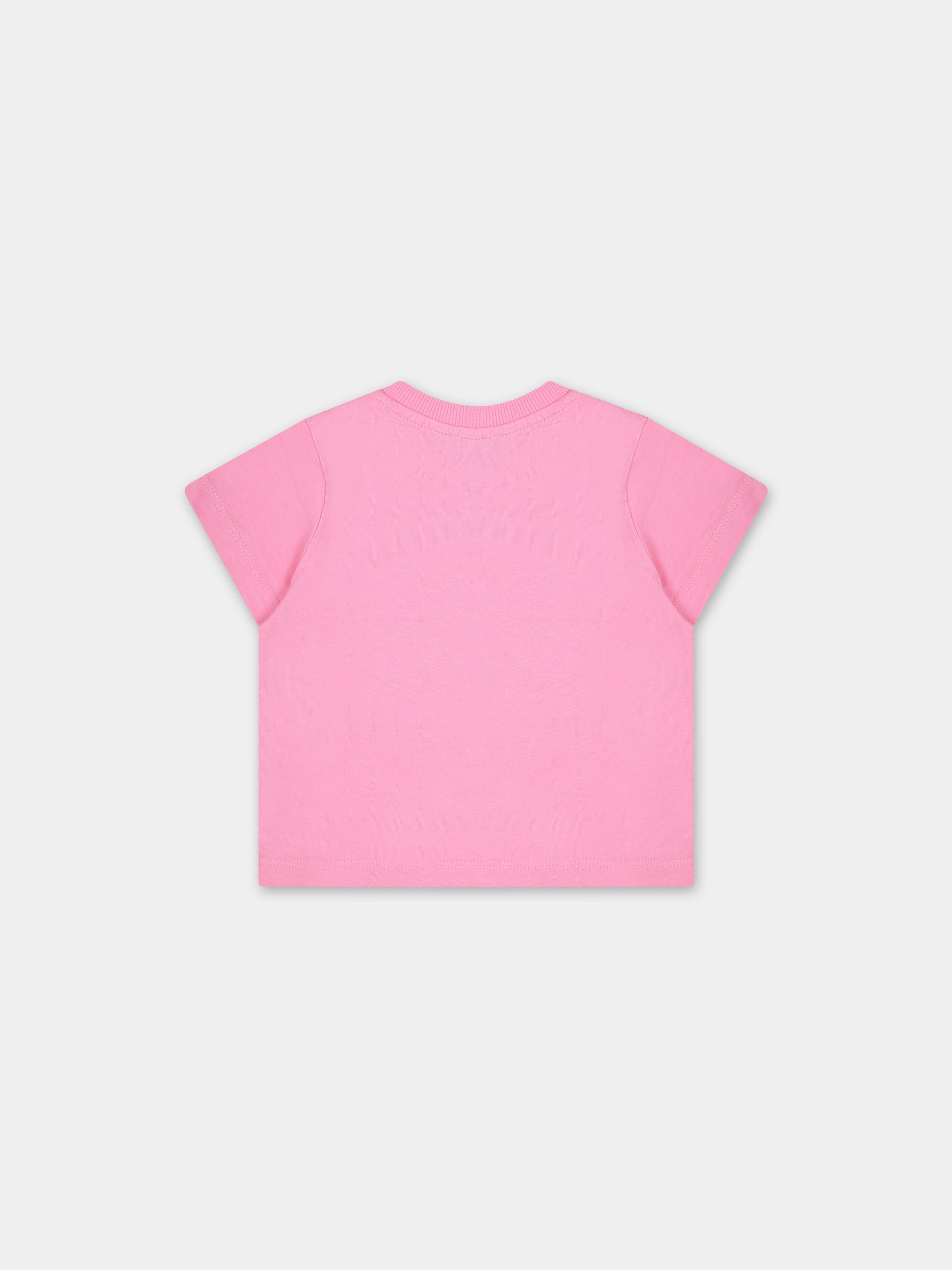 T-shirt rosa per neonata con Teddy Bear,Moschino Kids,MYM032 LAA33 50206