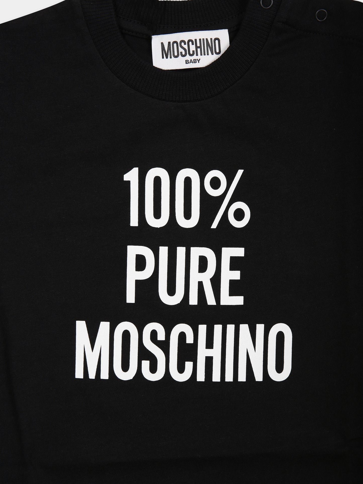 T-shirt nera per neonati con stampa,Moschino Kids,MUM03Z LAA01 60100