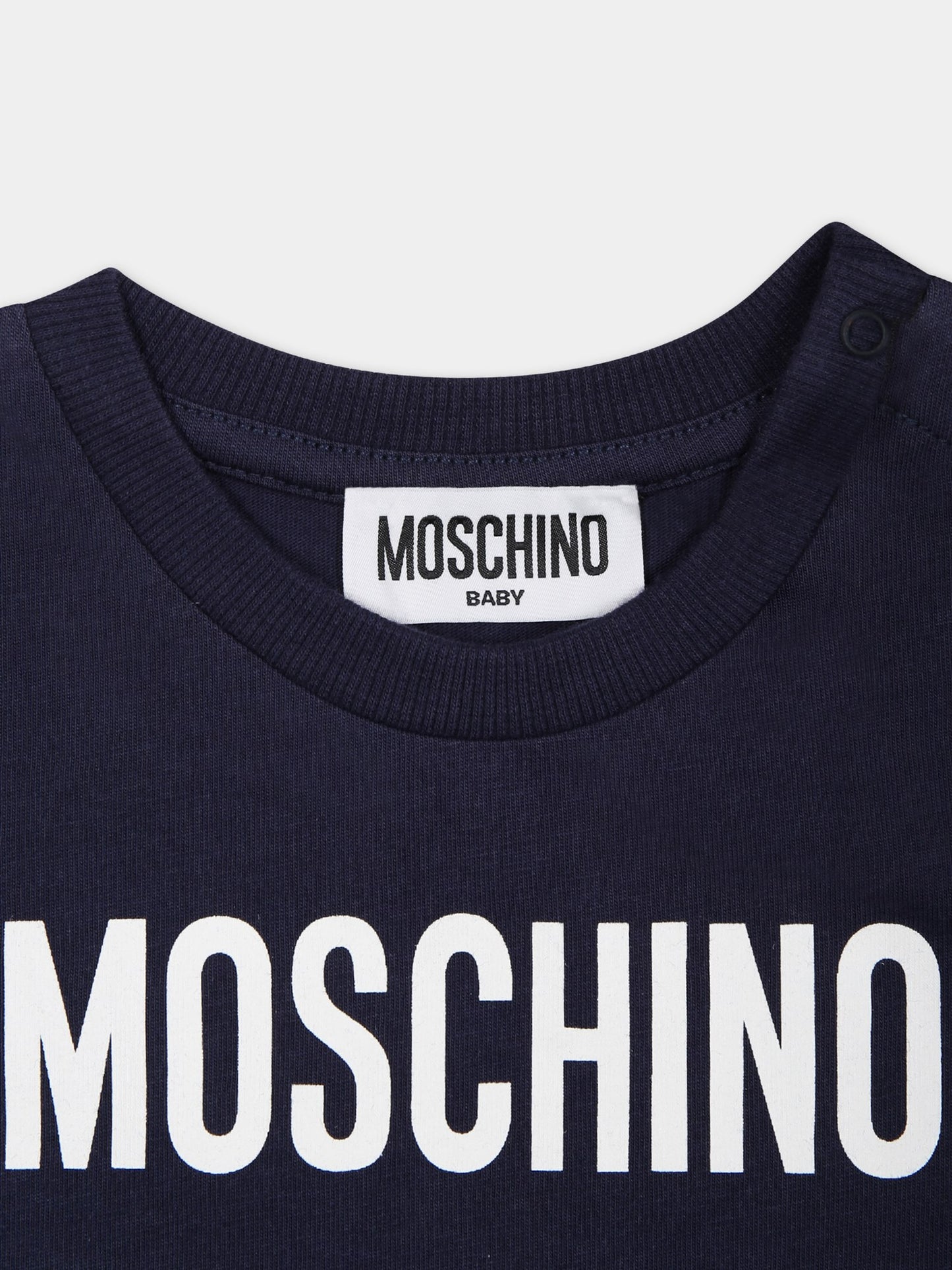 T-shirt blu per neonati con logo,Moschino Kids,MUM03U LAA23 40016