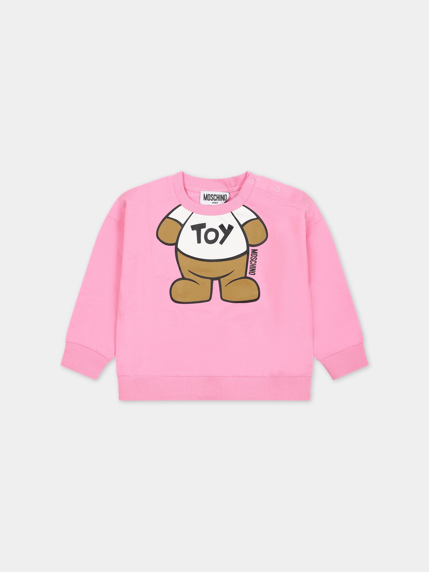 Felpa rosa per neonata con Teddy Bear,Moschino Kids,MYF03Q LCA69 50206