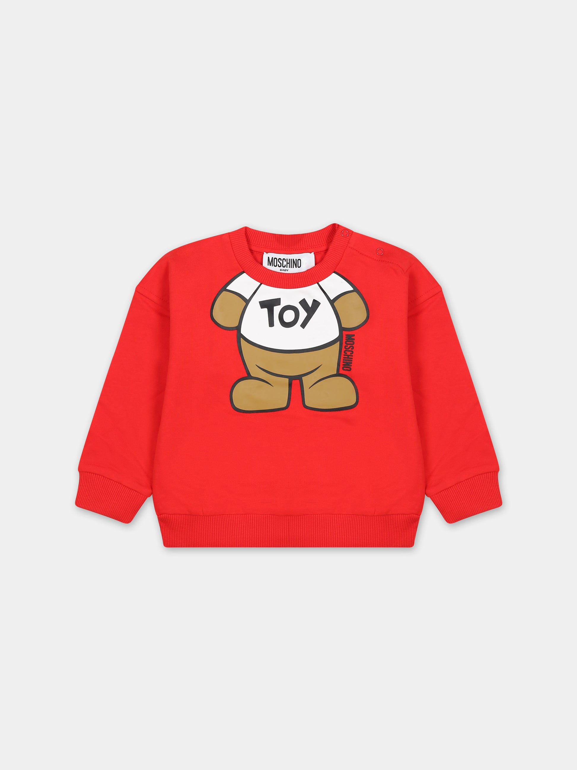 Felpa rossa per neonati con Teddy Bear,Moschino Kids,MYF03Q LCA69 50109