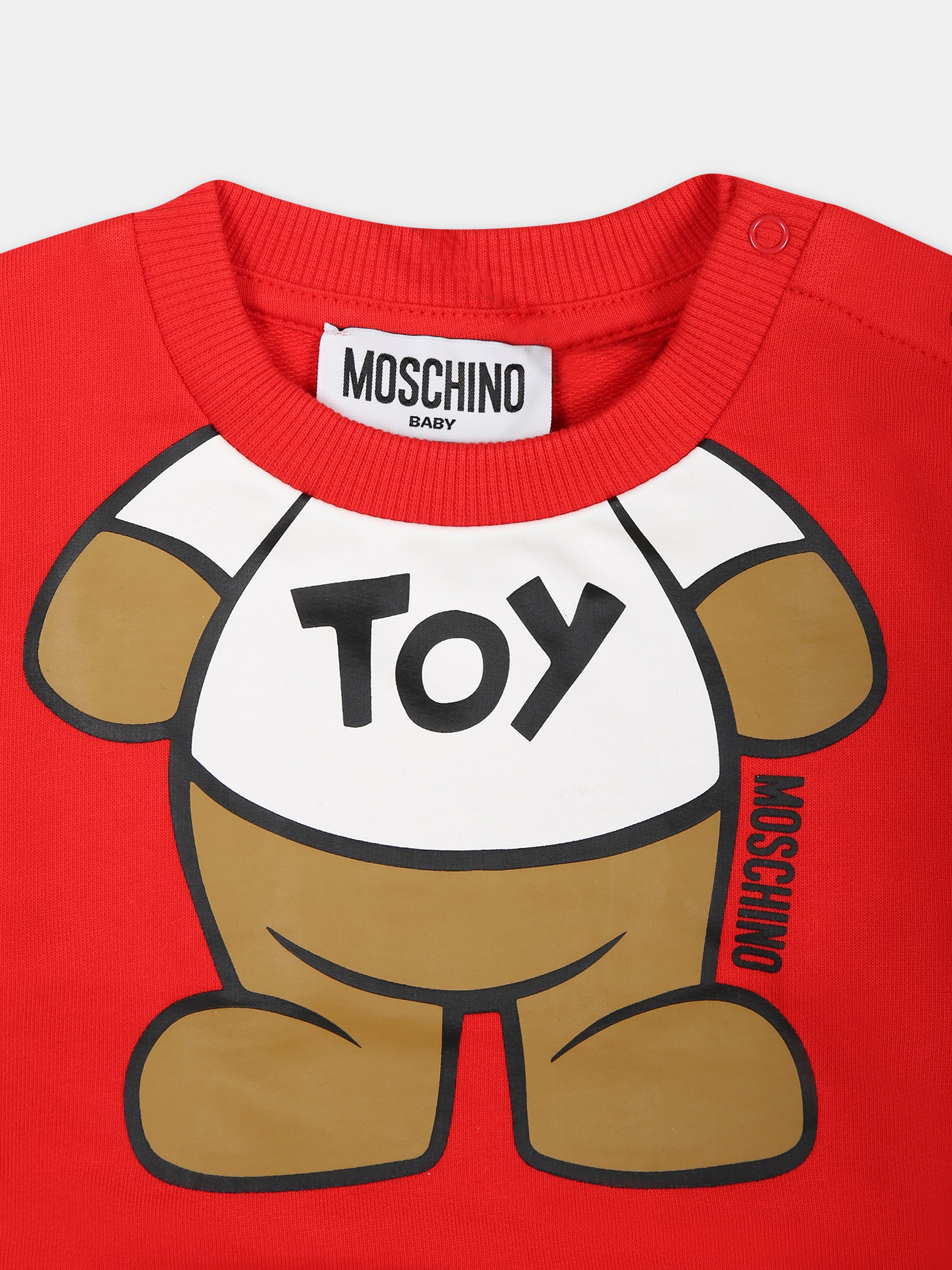 Felpa rossa per neonati con Teddy Bear,Moschino Kids,MYF03Q LCA69 50109