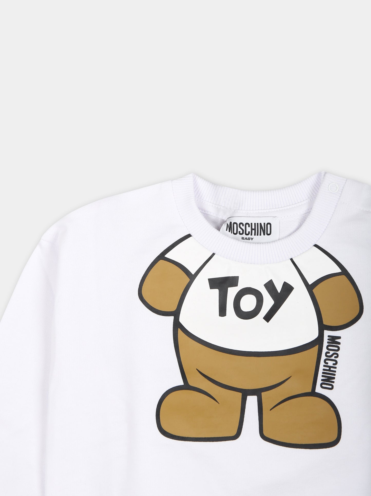 Felpa bianca per neonati con Teddy Bear,Moschino Kids,MYF03Q LCA69 10101