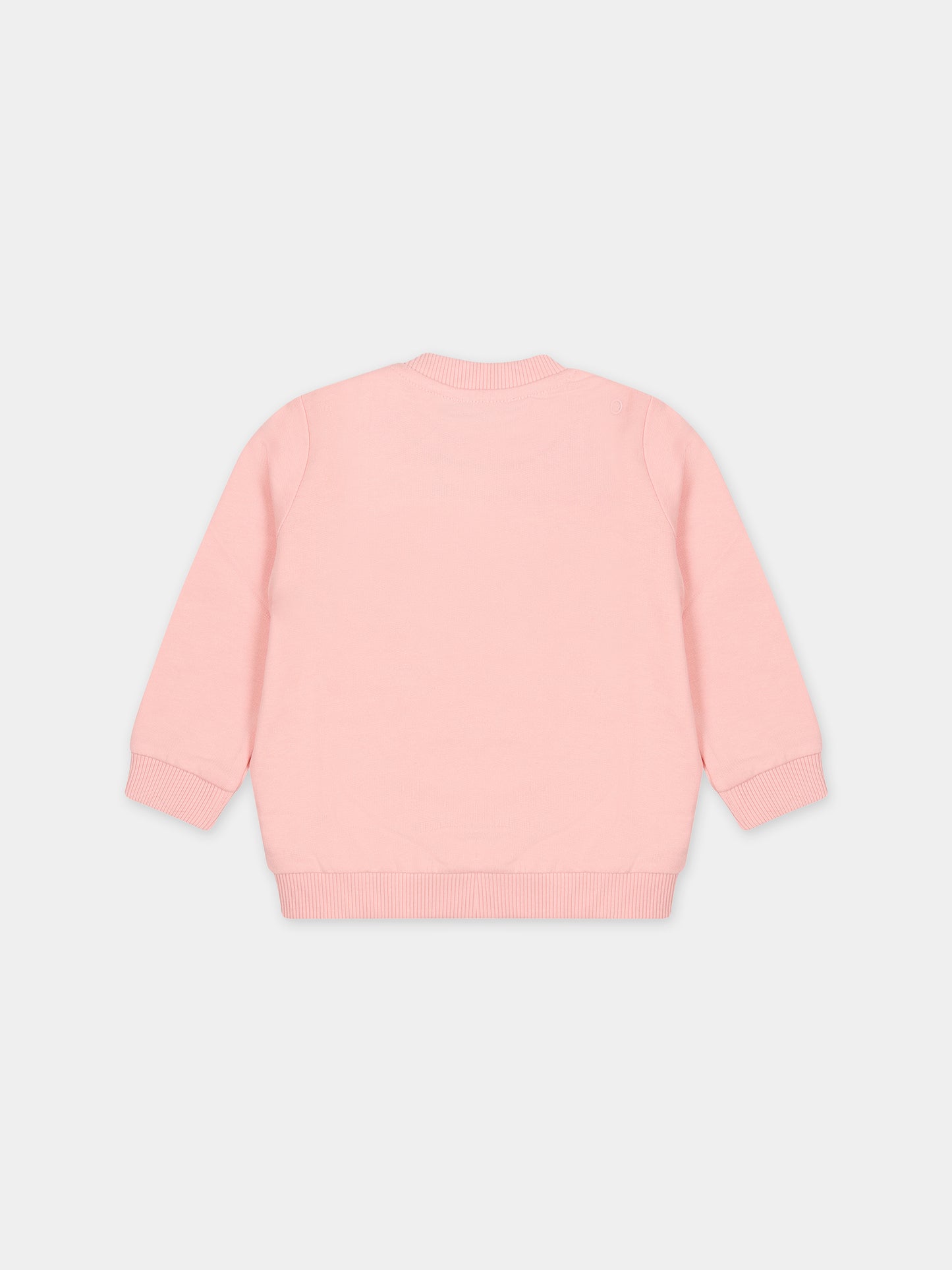 Felpa rosa per neonati con Teddy Bears e logo,Moschino Kids,MZF04Q LCA19 50209