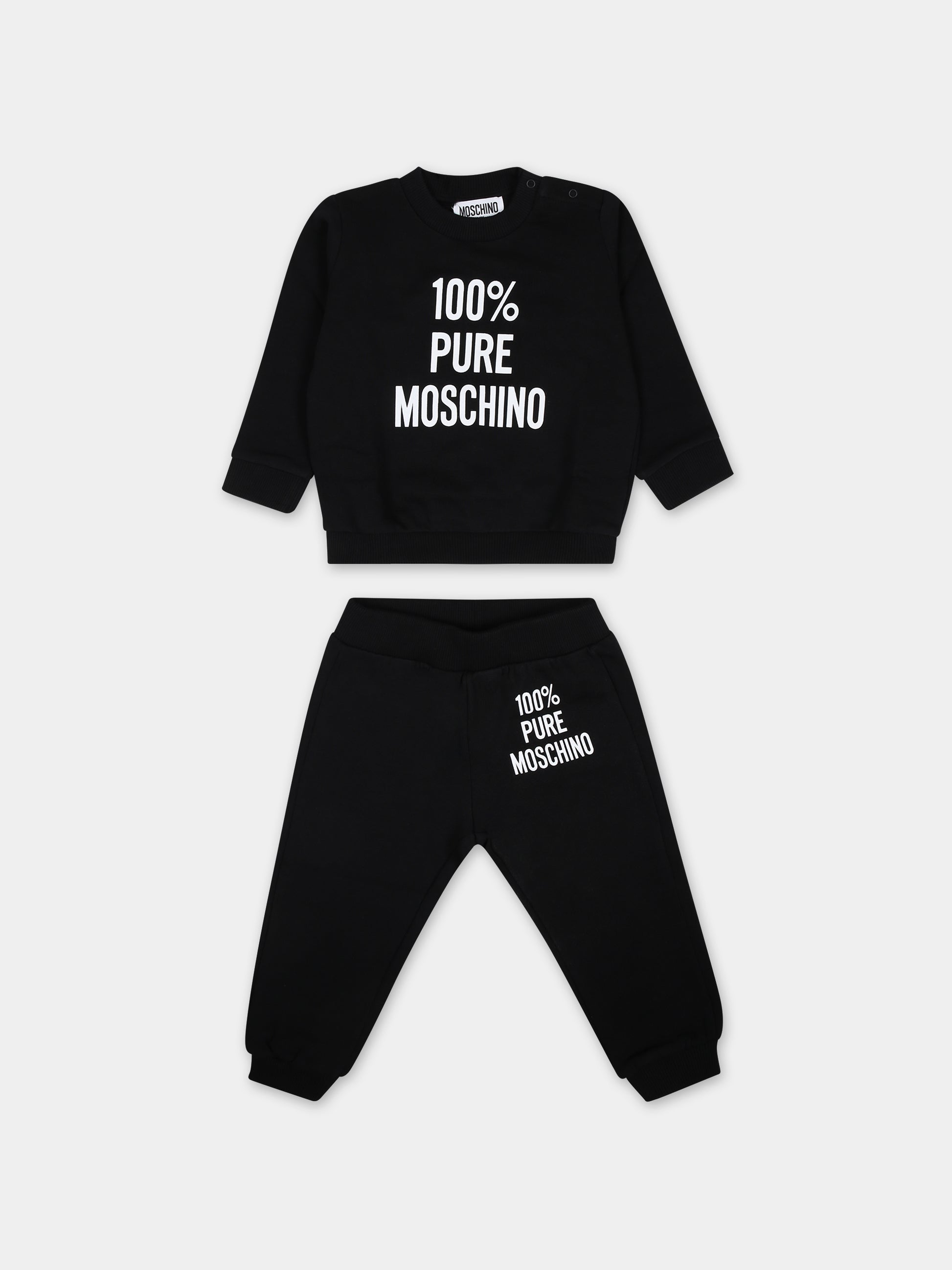 Completo nero per neonati con logo,Moschino Kids,MVK02P LCA74 60100