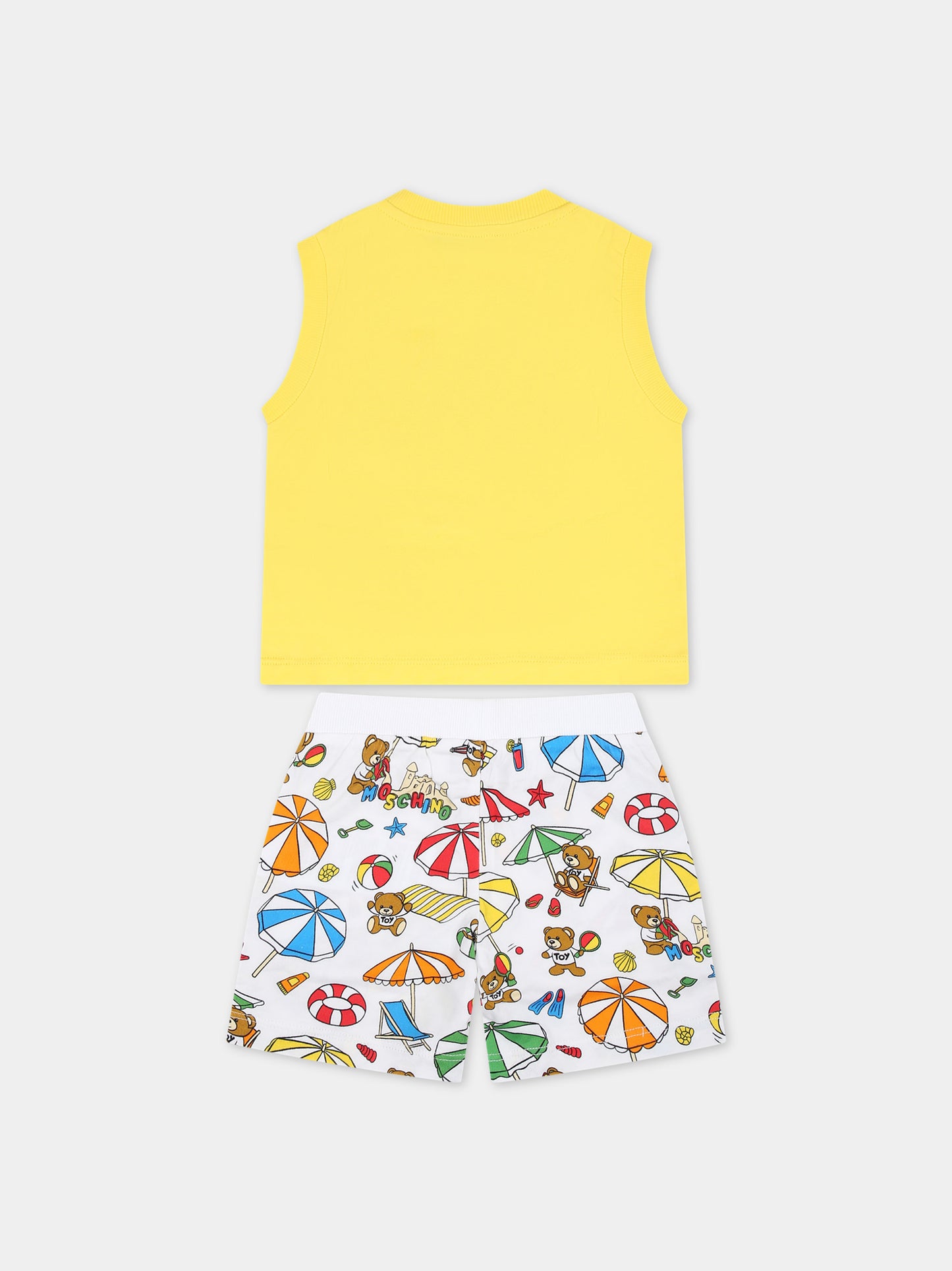 Completo sportivo giallo per neonato con Teddy Bear,Moschino Kids,MNG00L LAA24 50162