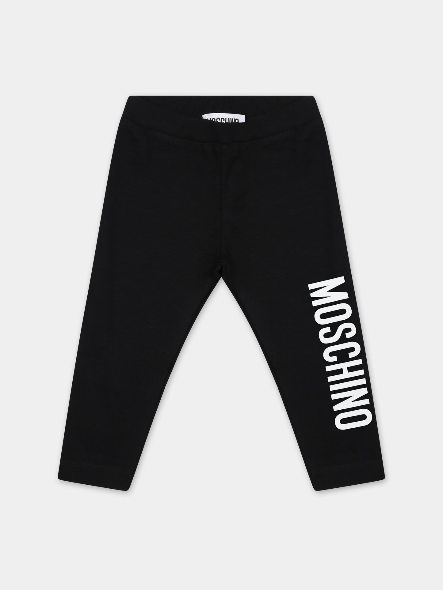 Leggings nero per neonata con logo,Moschino Kids,MAP032 LBA00 60100
