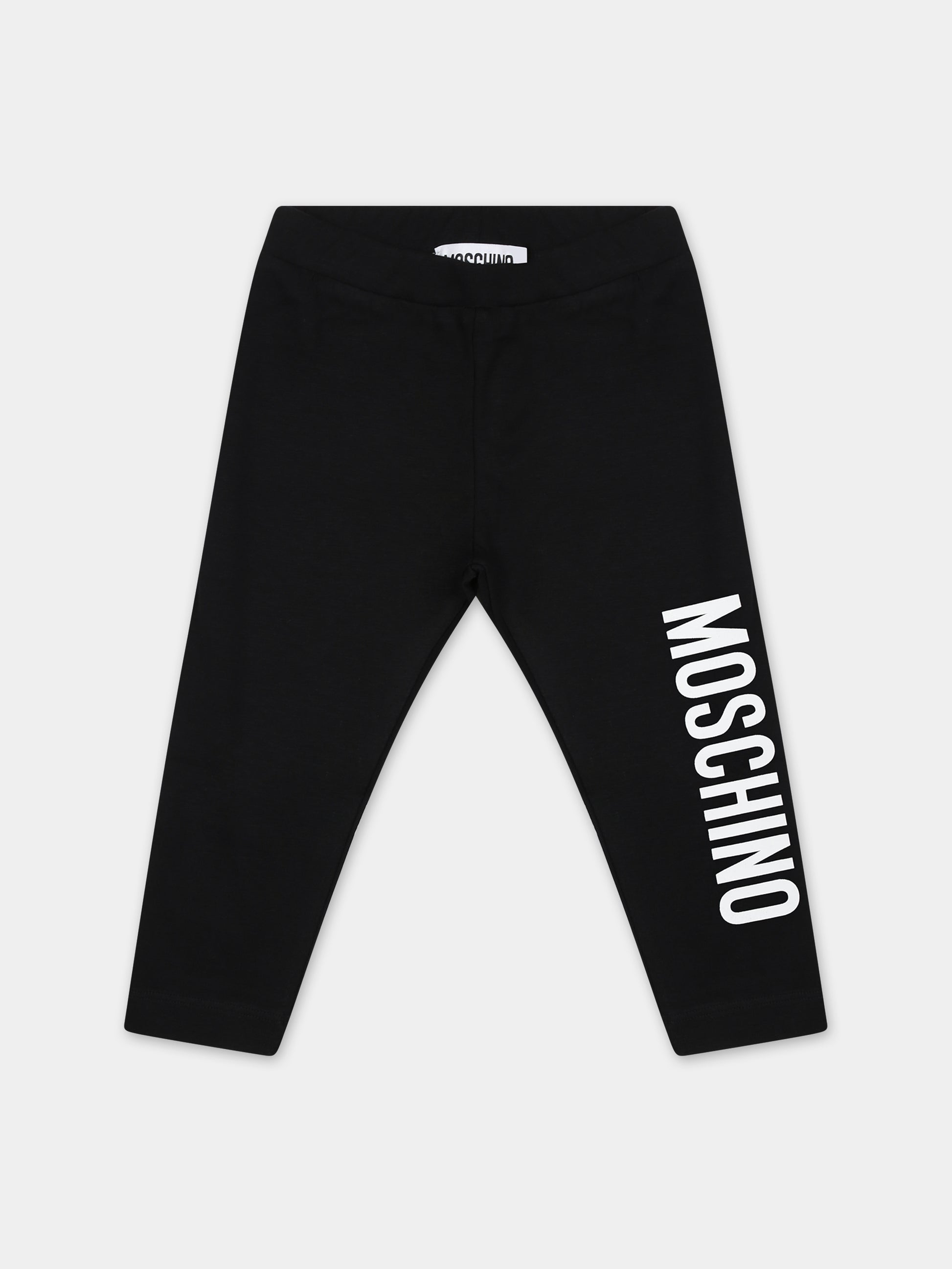 Leggings nero per neonata con logo,Moschino Kids,MAP032 LBA00 60100