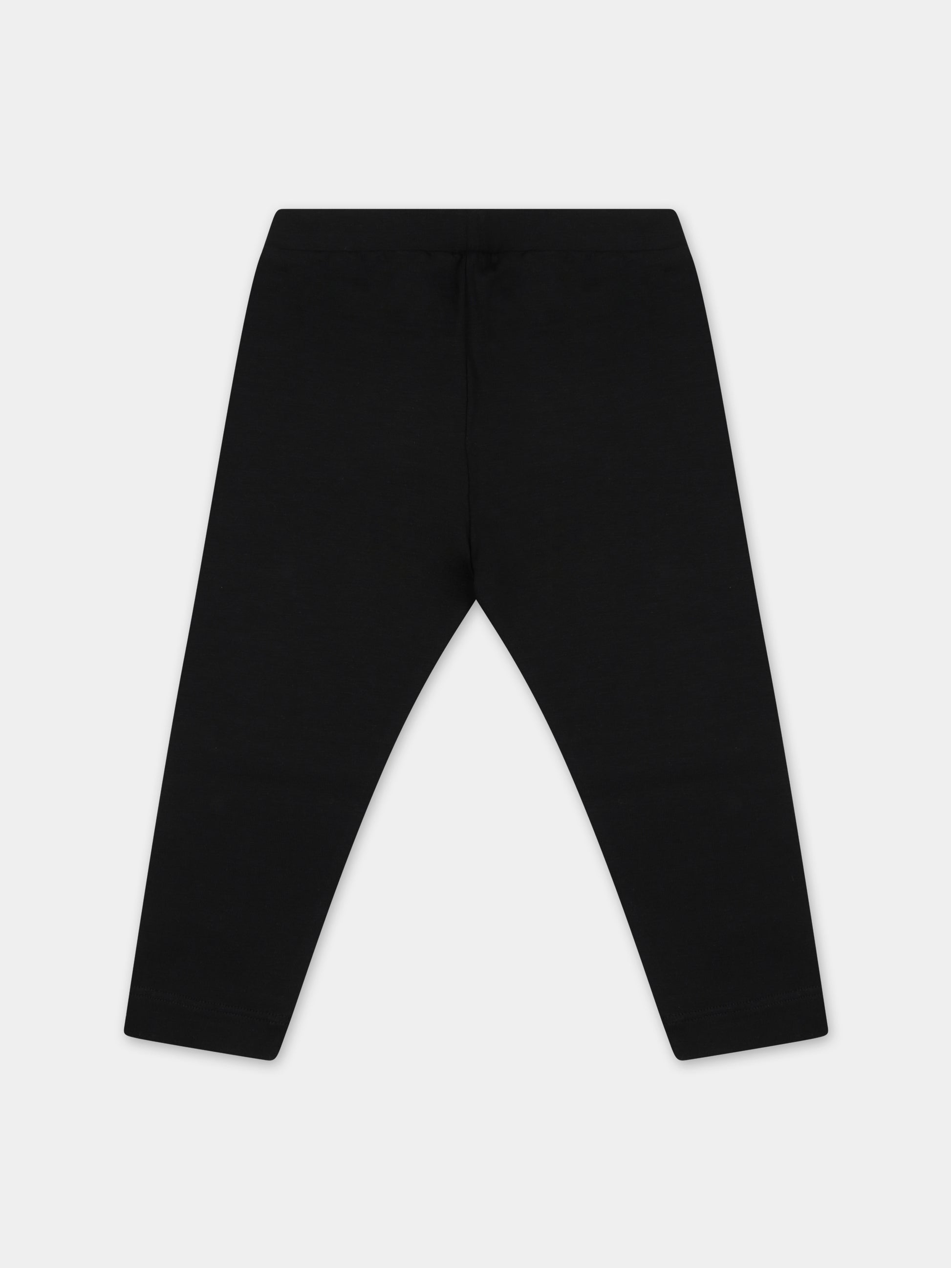 Leggings nero per neonata con logo,Moschino Kids,MAP032 LBA00 60100