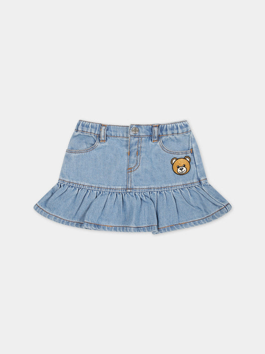 Gonna casual denim per neonata con Teddy Bear,Moschino Kids,MDJ01H L0E23 40140