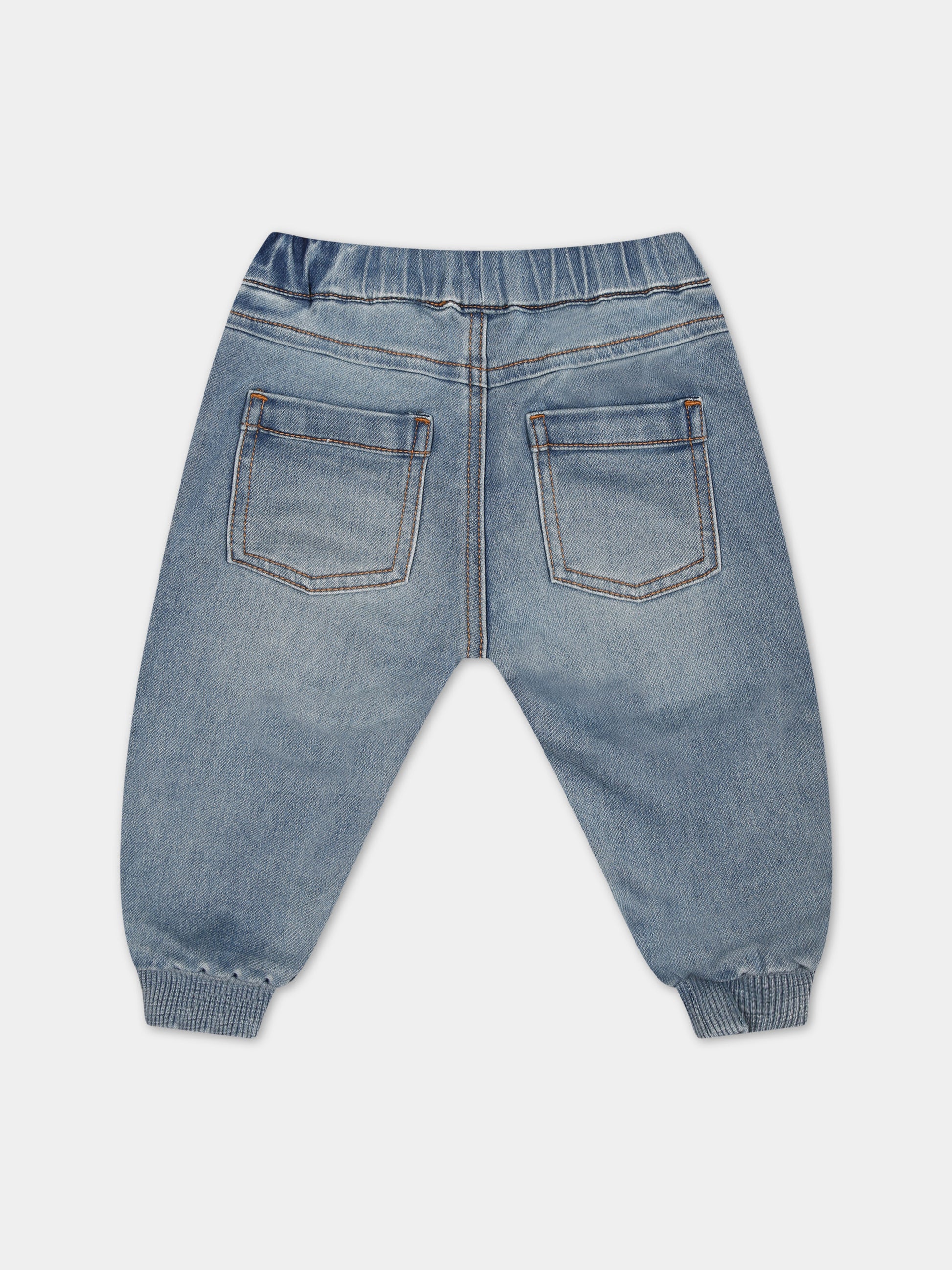 Jeans per neonato con Teddy Bear e logo,Moschino Kids,MUP04T LDE17 40140