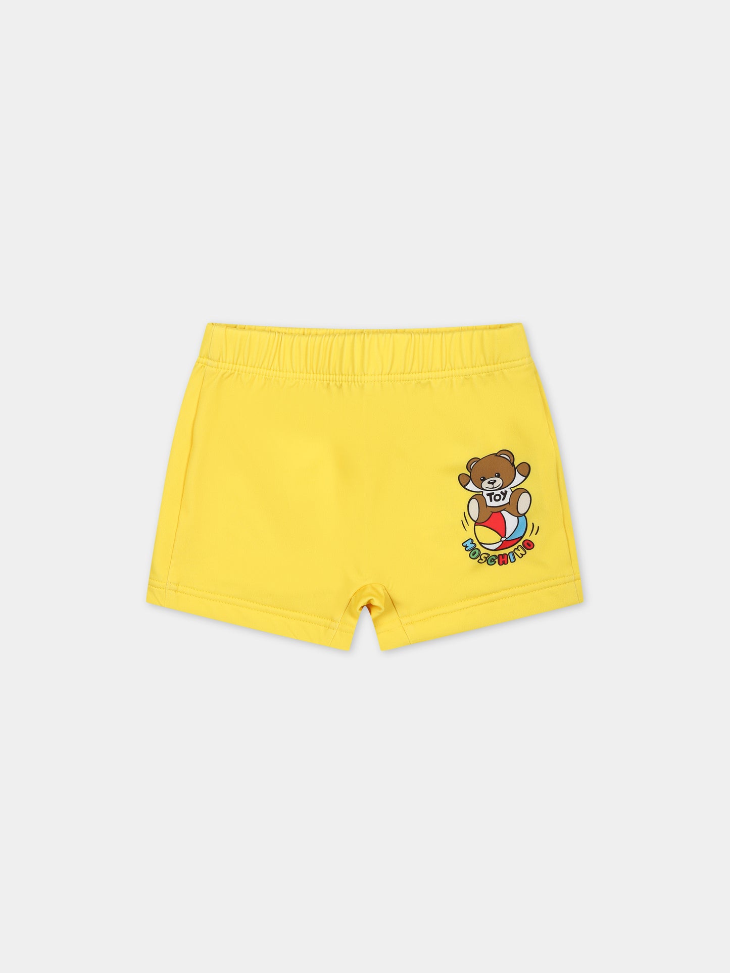 Boxer mare giallo per neonato con Teddy bear e logo multicolor,Moschino Kids,MVL006 LKA00 50162