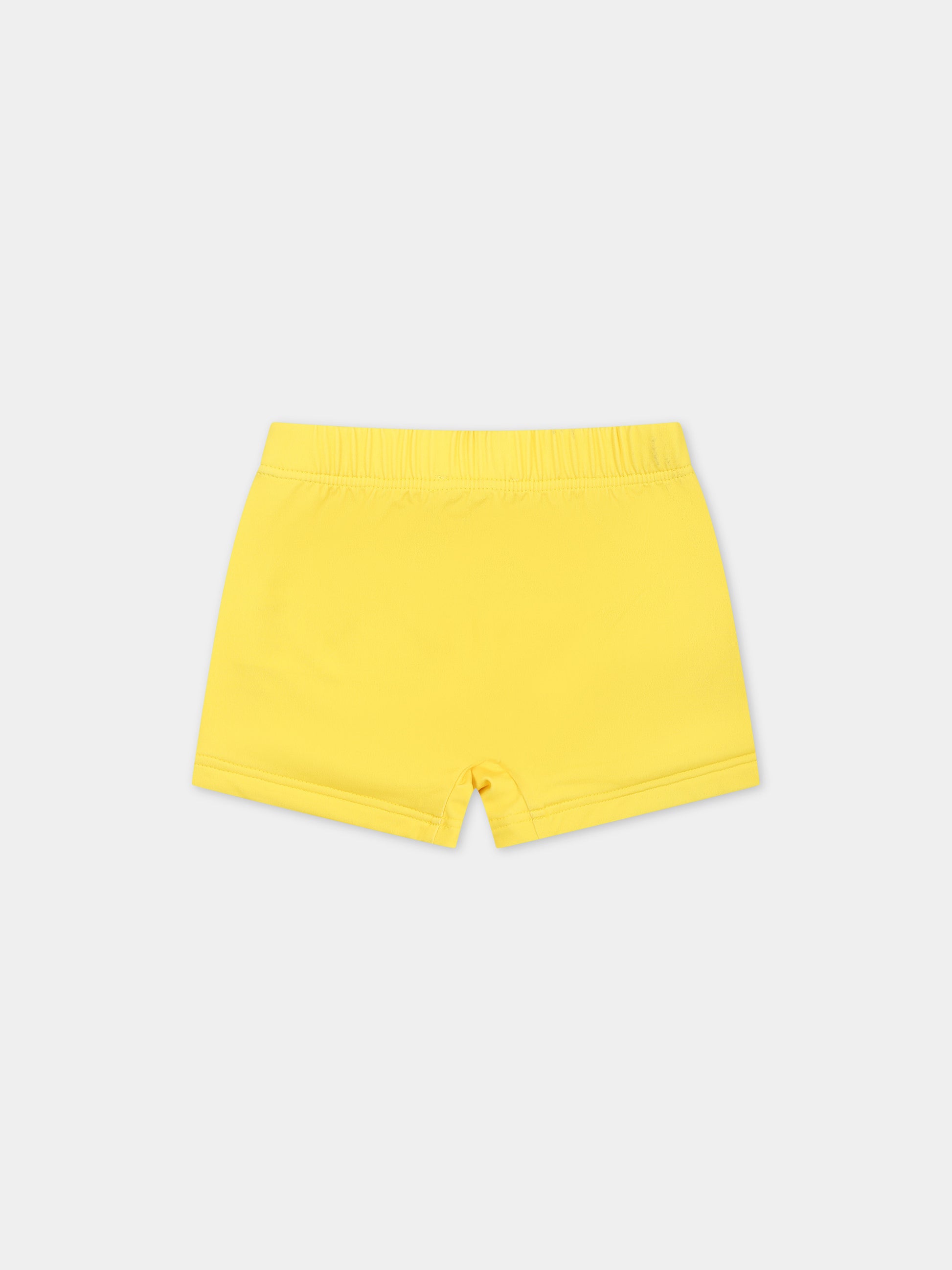 Boxer mare giallo per neonato con Teddy bear e logo multicolor,Moschino Kids,MVL006 LKA00 50162