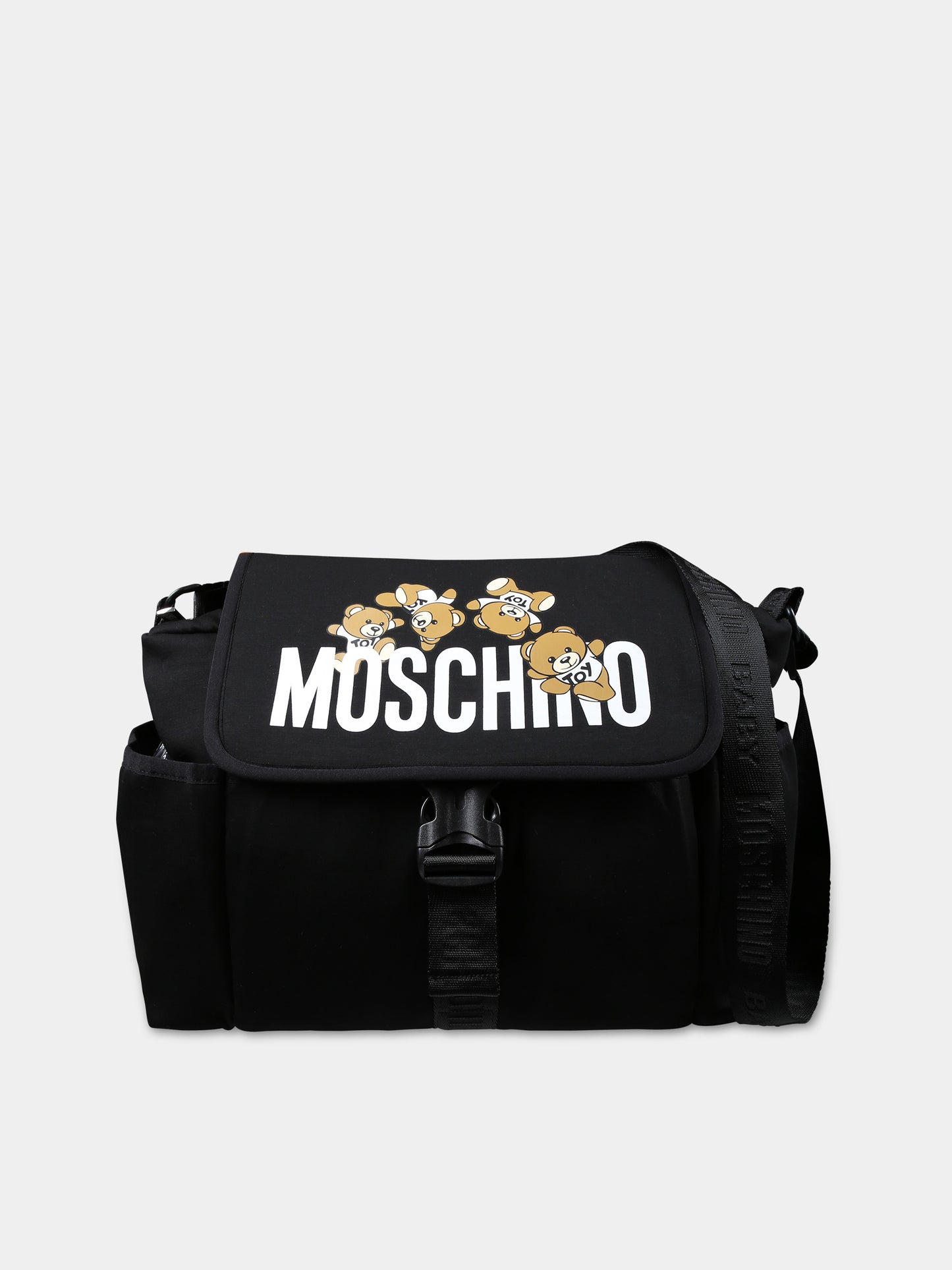 Borsa mamma nera per neonati con Teddy bear e logo,Moschino Kids,MOX03O LDA32 60100