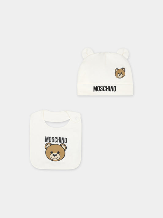 Set bianco per neonati con Teddy Bear,Moschino Kids,MUY06Q LCA19 10063