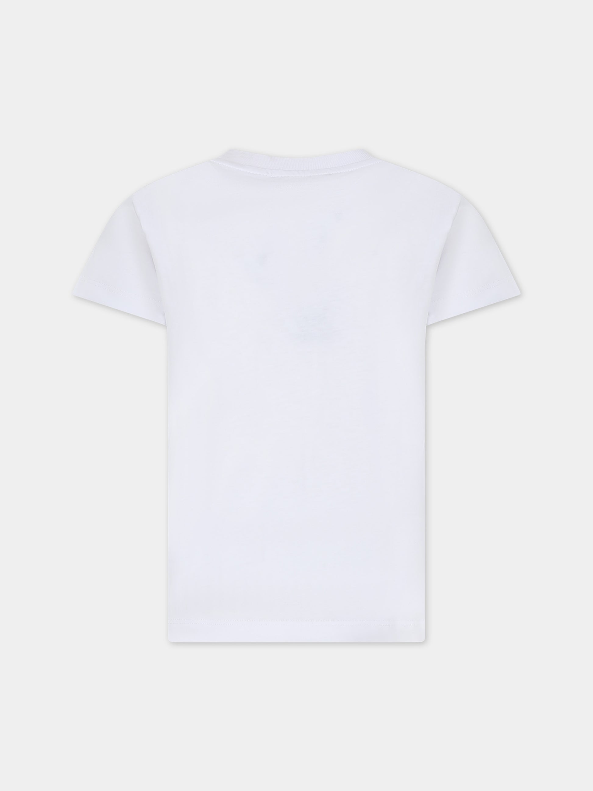 T-shirt bianca per bambini con logo e Teddy Bear,Moschino Kids,HMM04K LAA03 10101