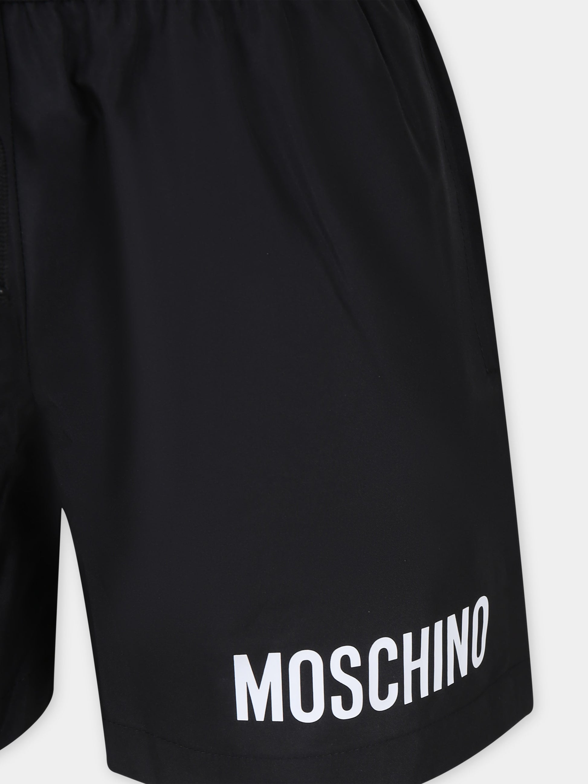 Boxer mare nero per bambino con logo,Moschino Kids,HUL01F LKA02 60100