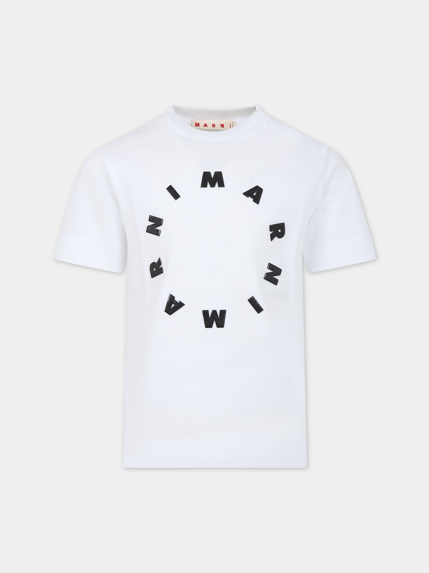 T-shirt bianca per bambini con logo,Marni Kids,M01069 M00L9 MT172U 0M100