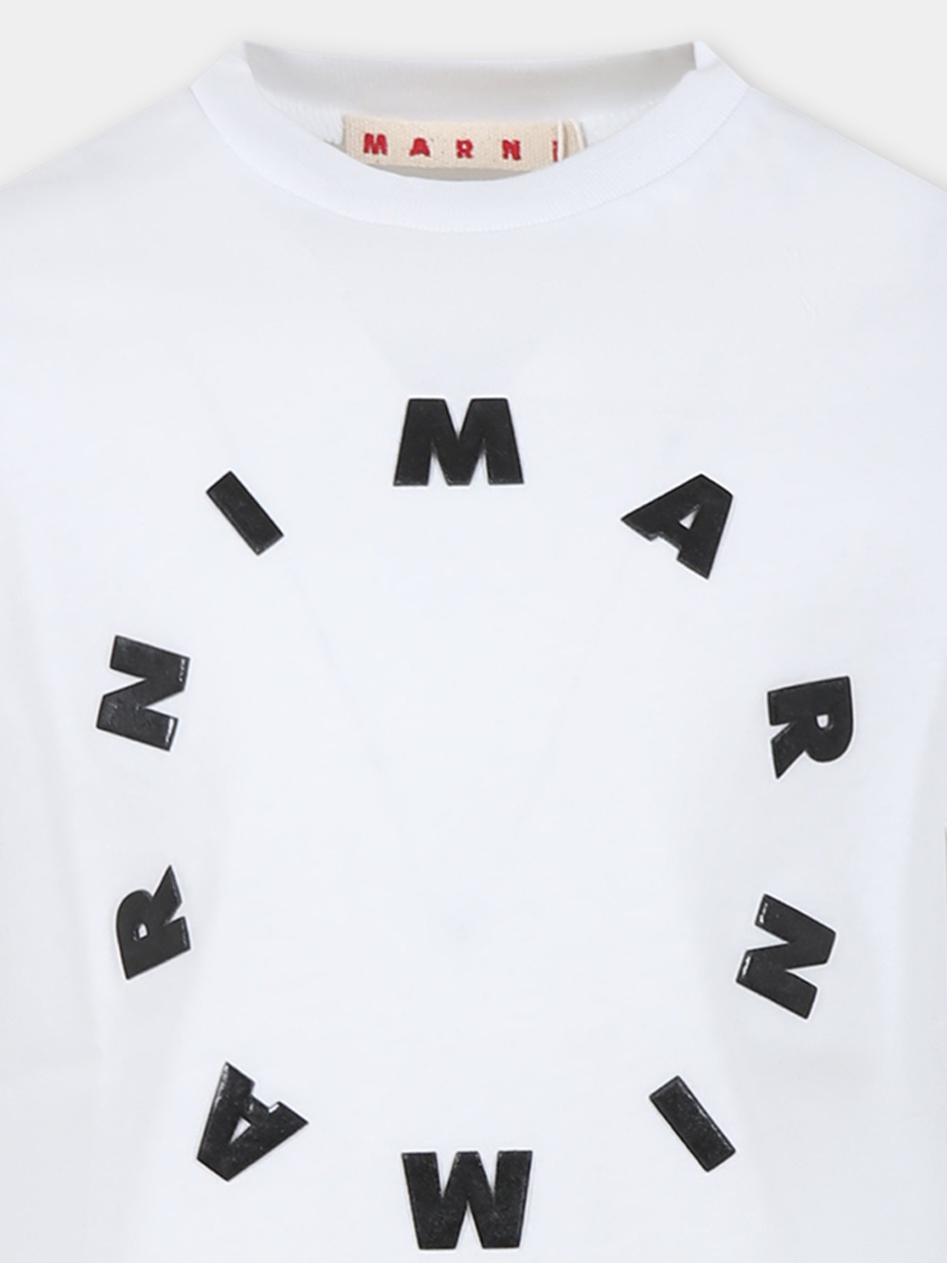 T-shirt bianca per bambini con logo,Marni Kids,M01069 M00L9 MT172U 0M100
