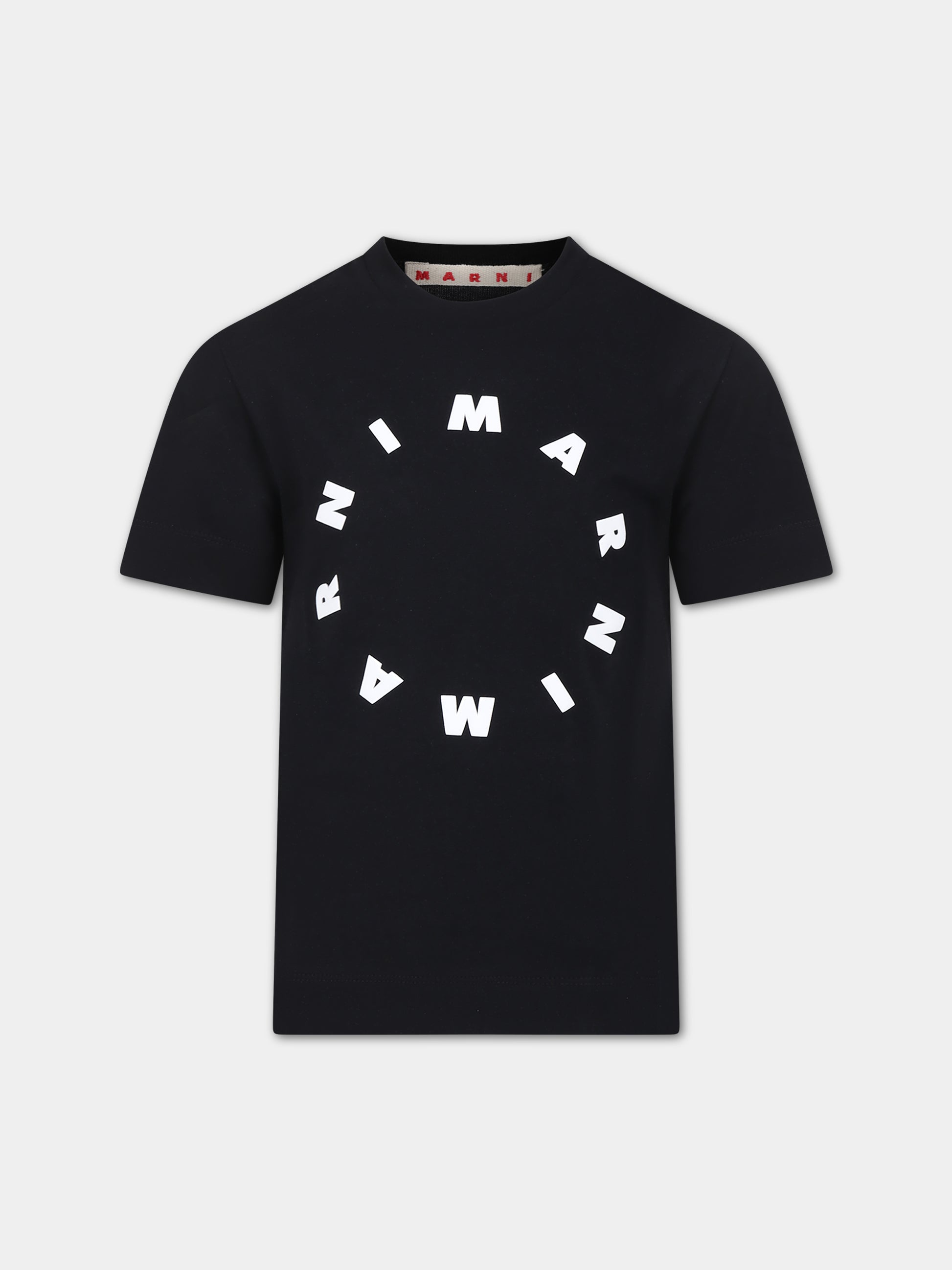 T-shirt nera per bambini con logo,Marni Kids,M01069 M00L9 MT172U 0M900