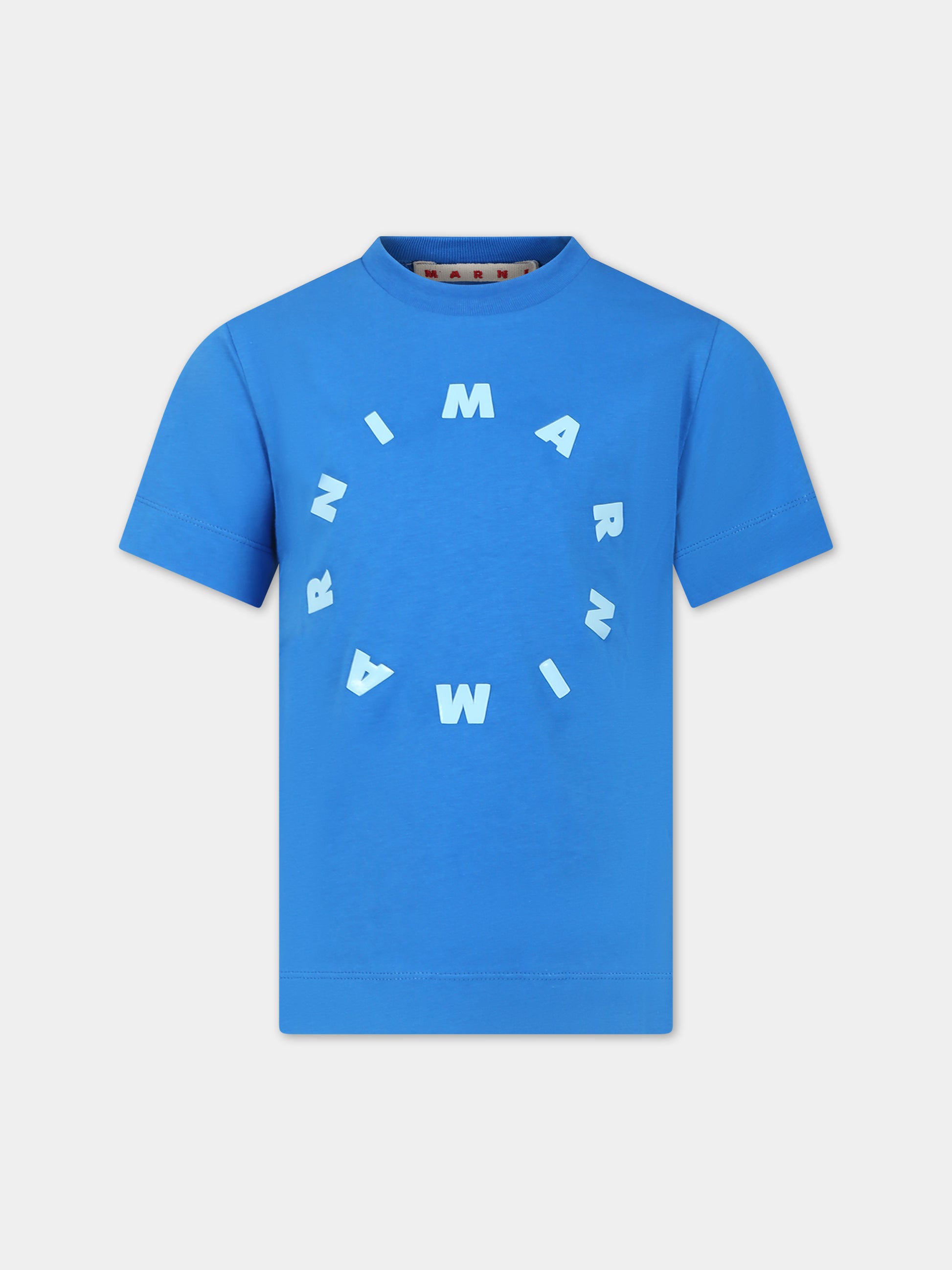 T-shirt azzurra per bambini con logo,Marni Kids,M01069 M00L9 MT172U 0M846