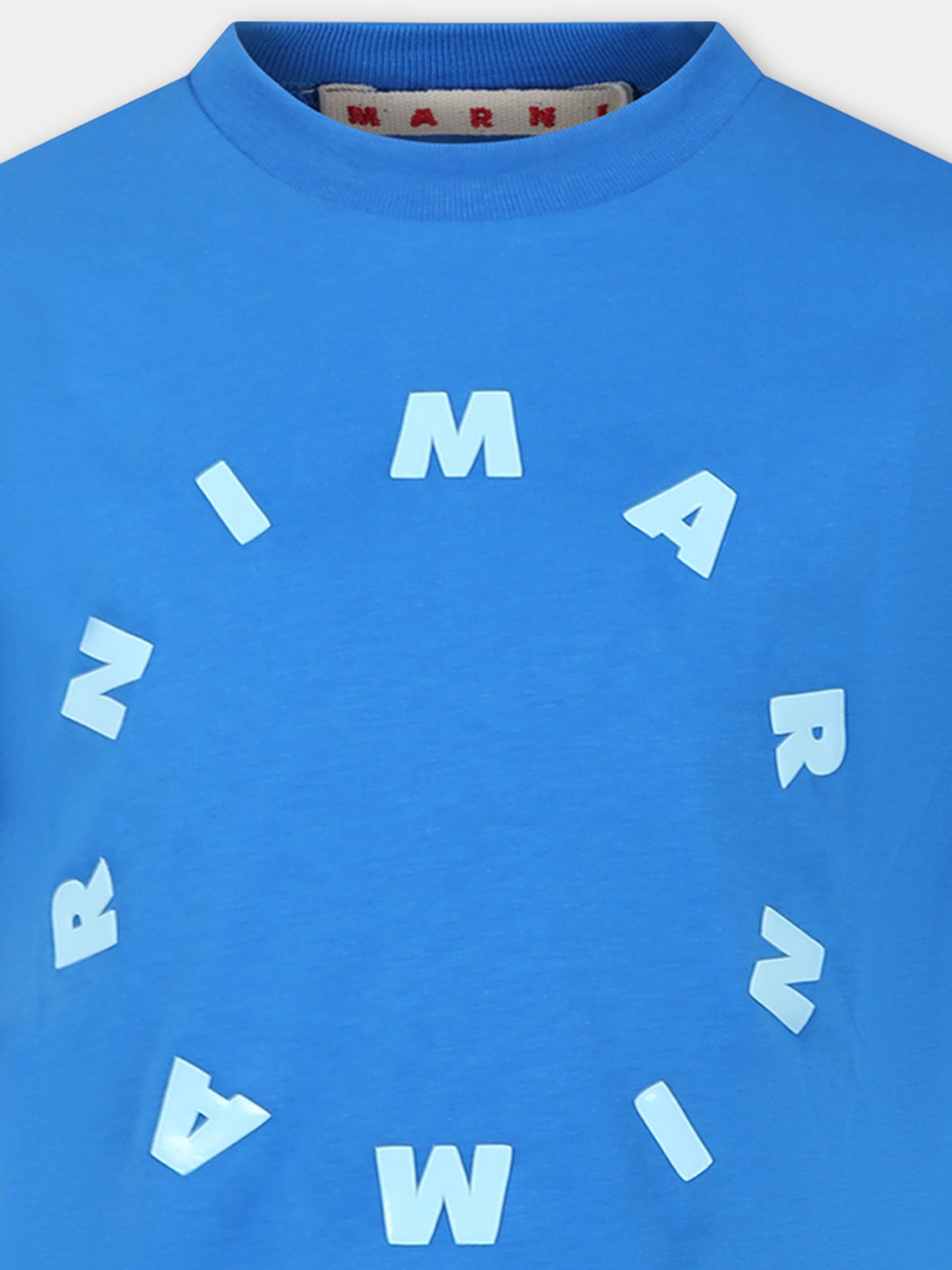 T-shirt azzurra per bambini con logo,Marni Kids,M01069 M00L9 MT172U 0M846