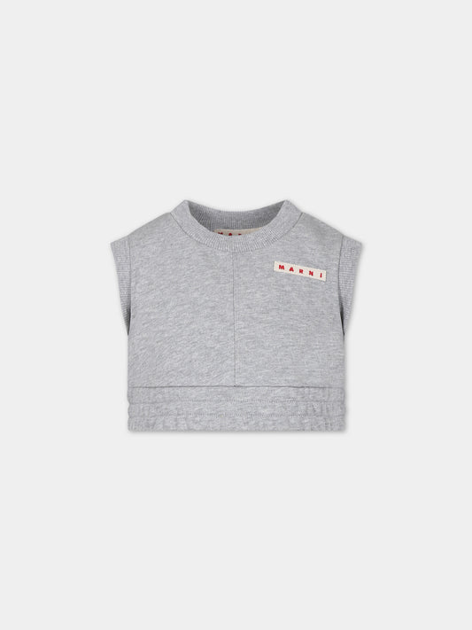 Top grigio per bambina con logo,Marni Kids,M01037 M00SF MS114F 0M903