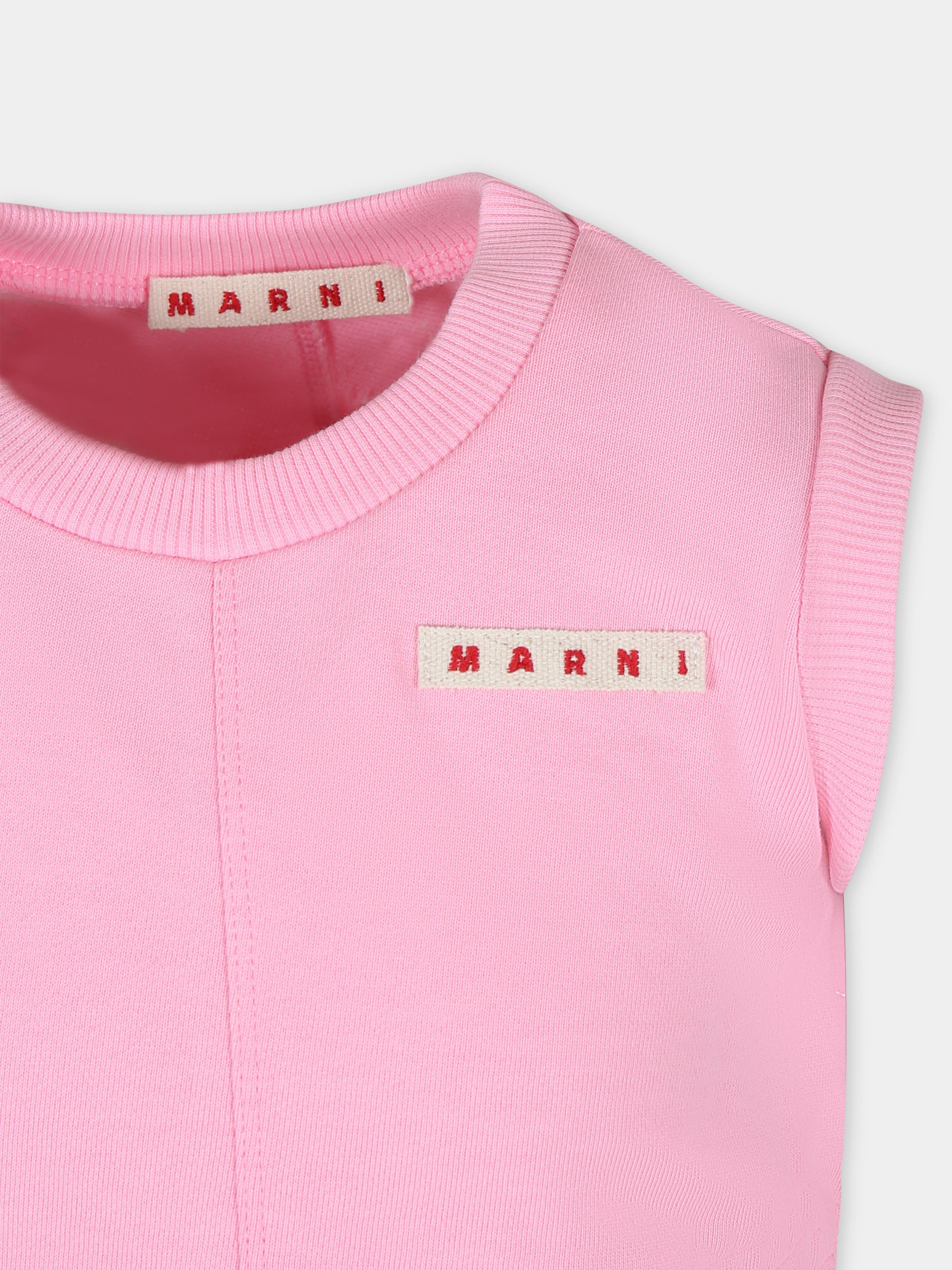 Top rosa per bambina con logo,Marni Kids,M01037 M00SF MS114F 0M340