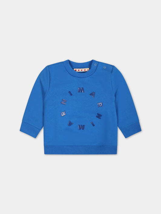 Felpa azzurra per neonato con logo,Marni Kids,M01137 M00NF MS44B 0M846