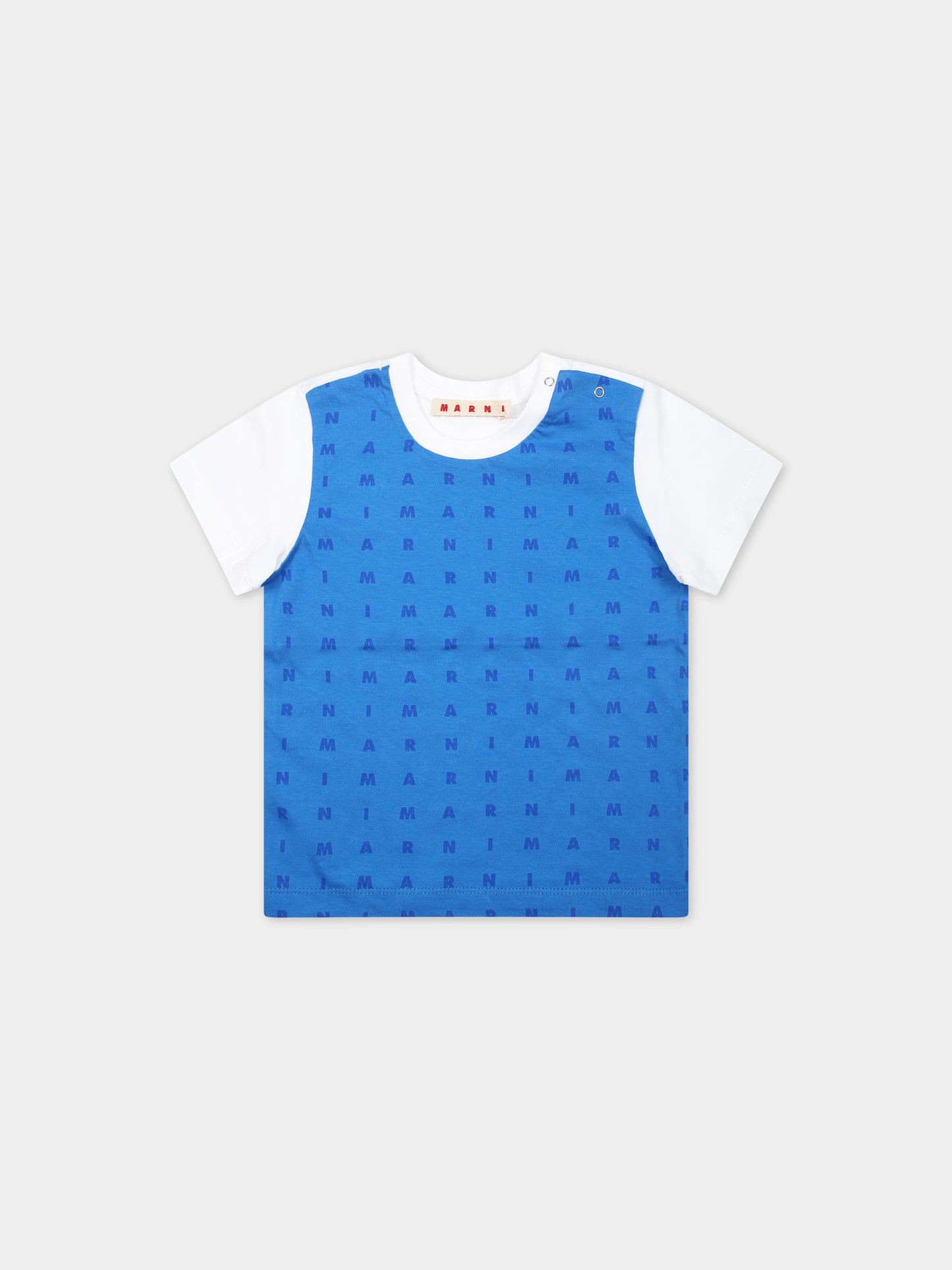 T-shirt azzurra per neonato con logo,Marni Kids,M01140 M00S5 MT70B 0M846