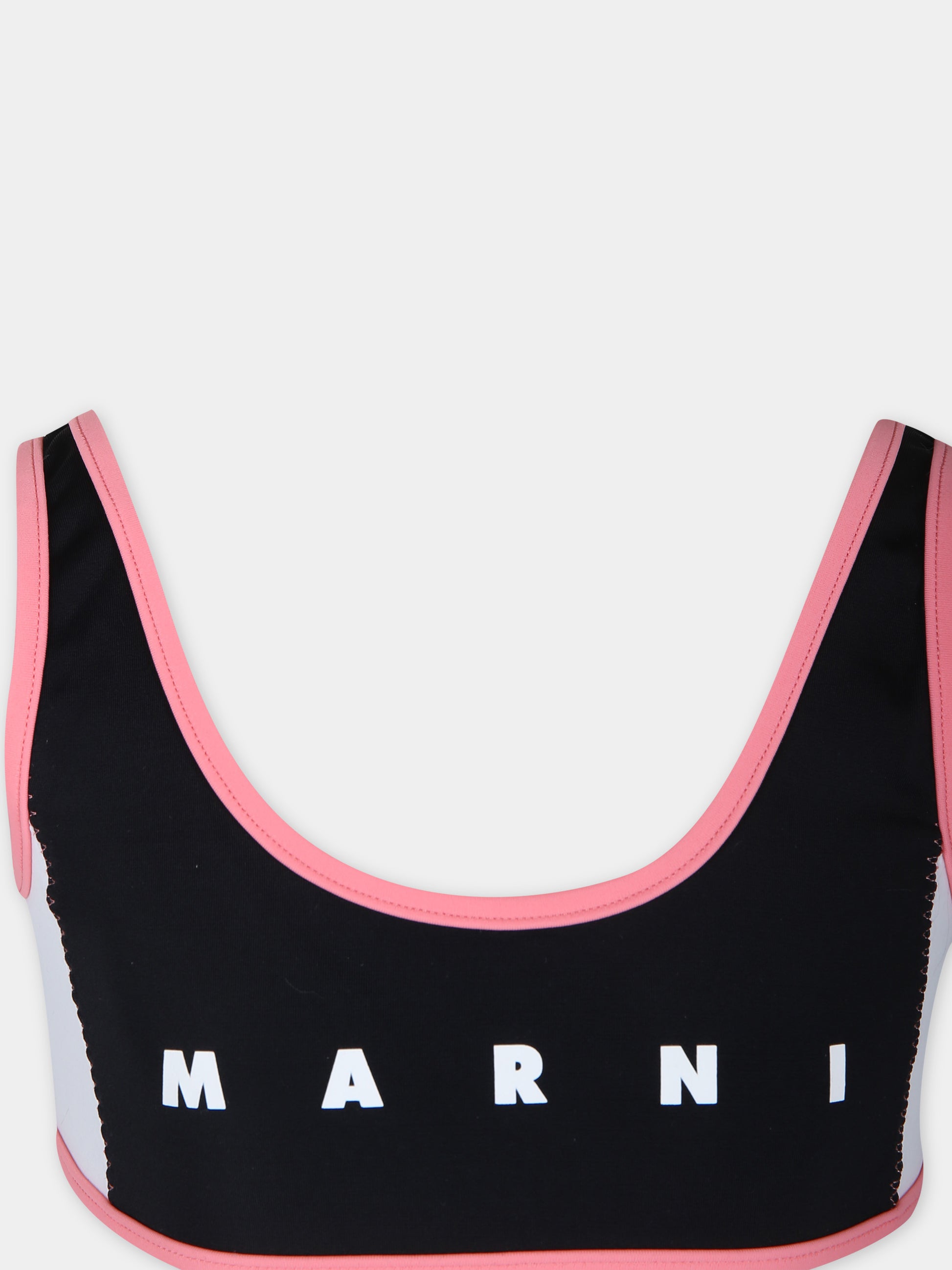 Bikini nero per bambina con logo,Marni Kids,M01050 M00M2 MM11F 0M900