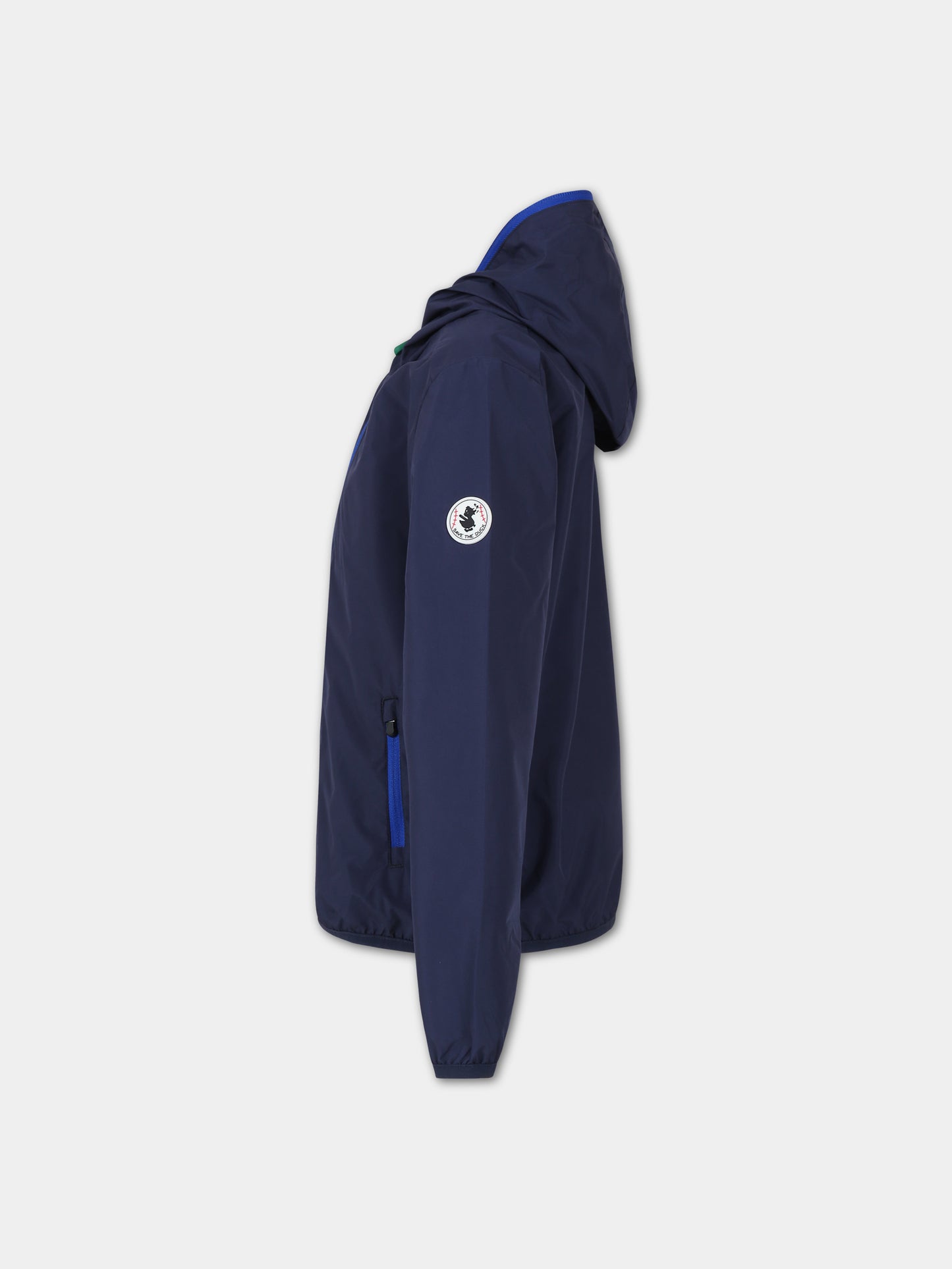 Giacca a vento Noel blu per bambino con logo,Save The Duck Kids,J37320X WIND18 90000