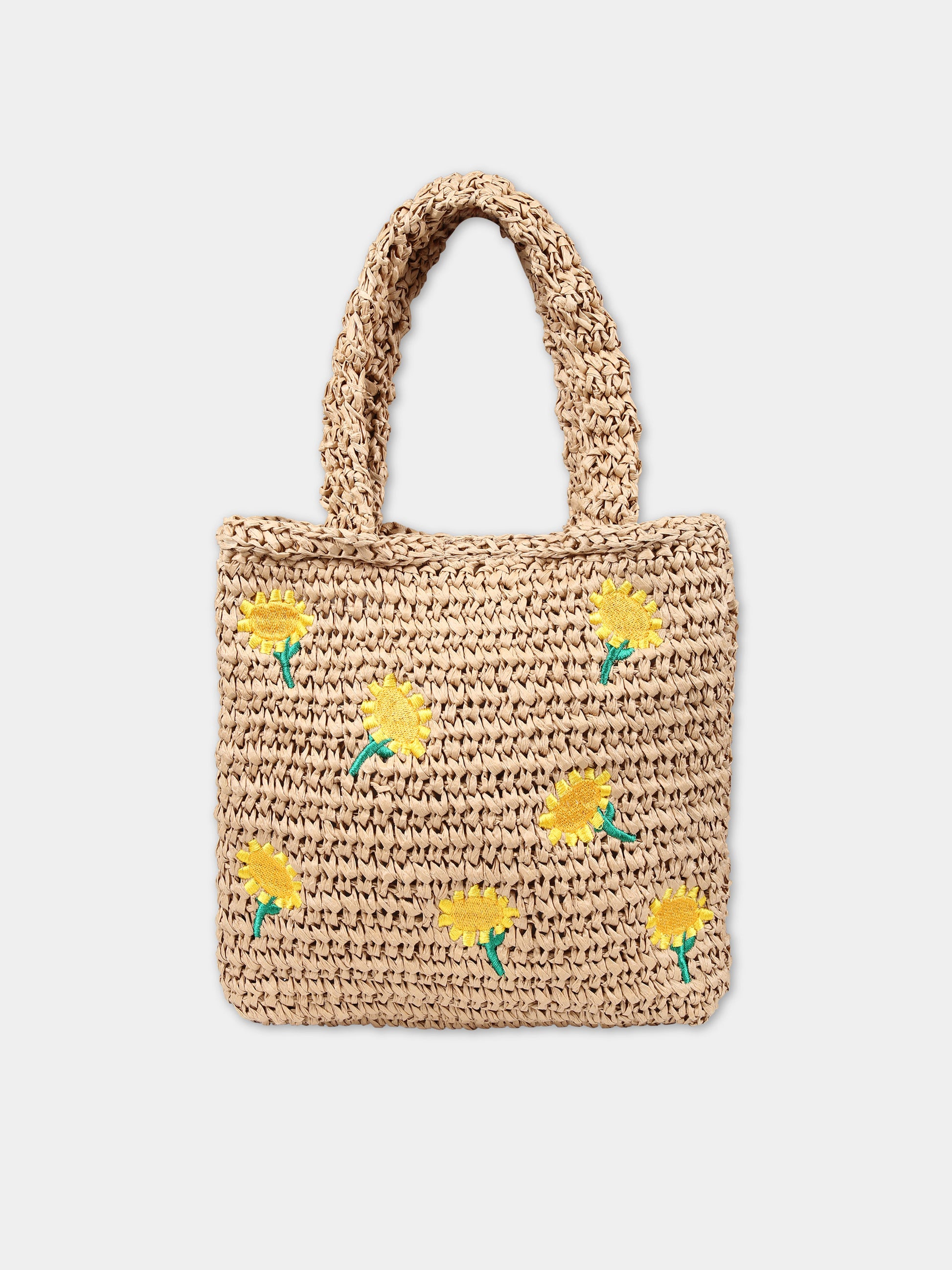 Borsa casual beige per bambina con girasoli,Stella Mccartney Kids,TU0B28 Z1924 309