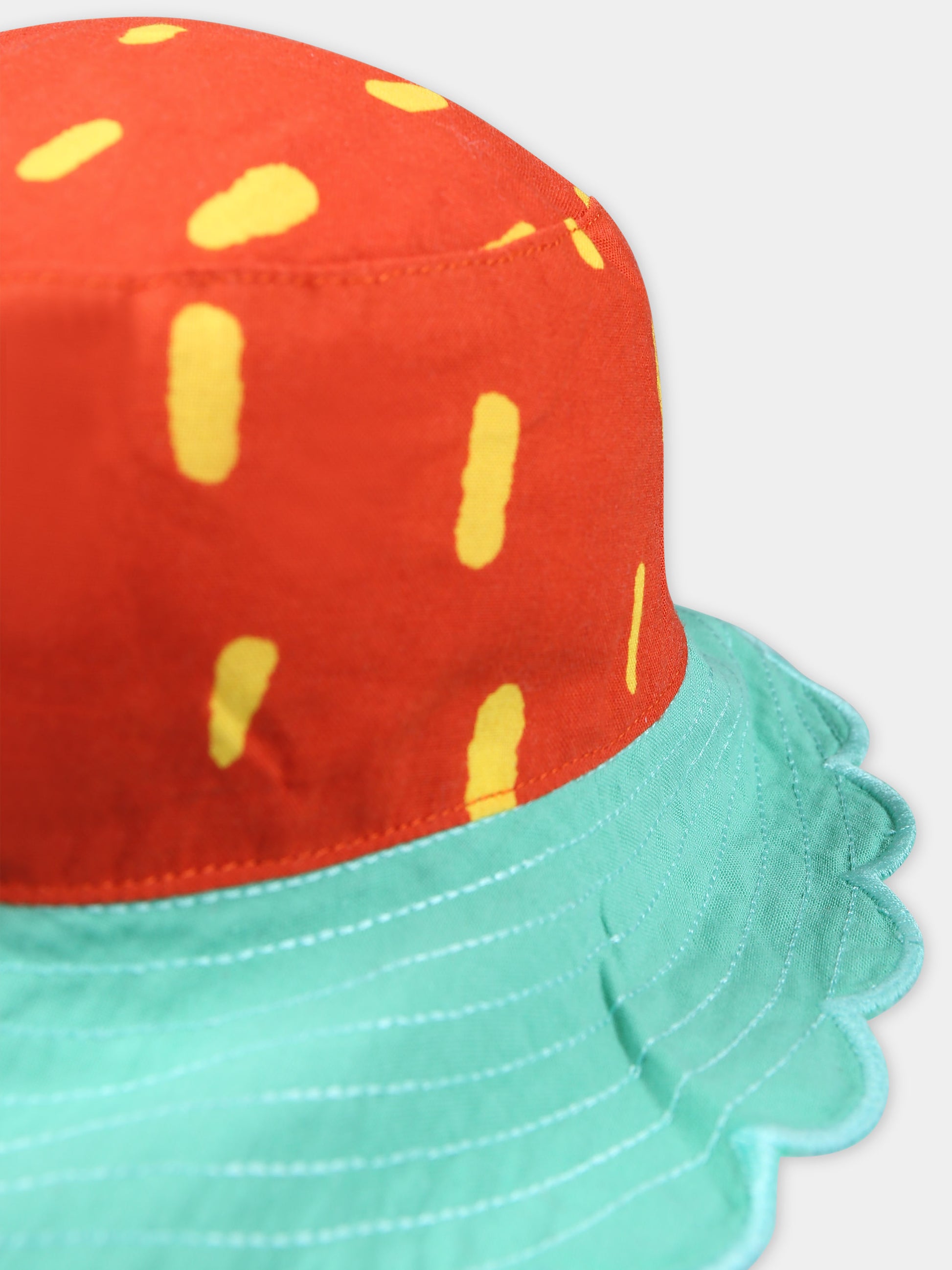 Cloche rossa per neonata con stampa gialla all-over,Stella Mccartney Kids,TU0007 Z1588 421GL